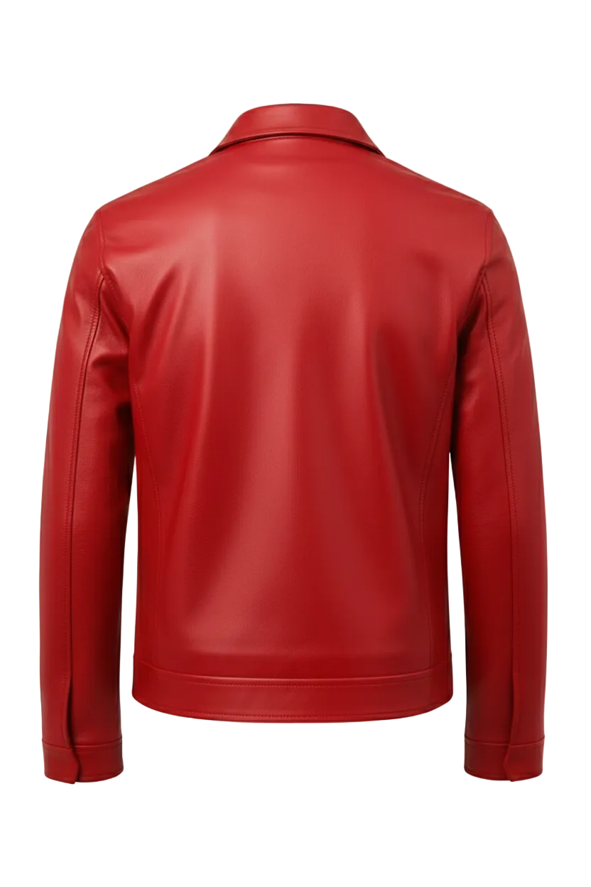 MRKSHI CASA — Lamb Nappa leather Jacket in Red, back view