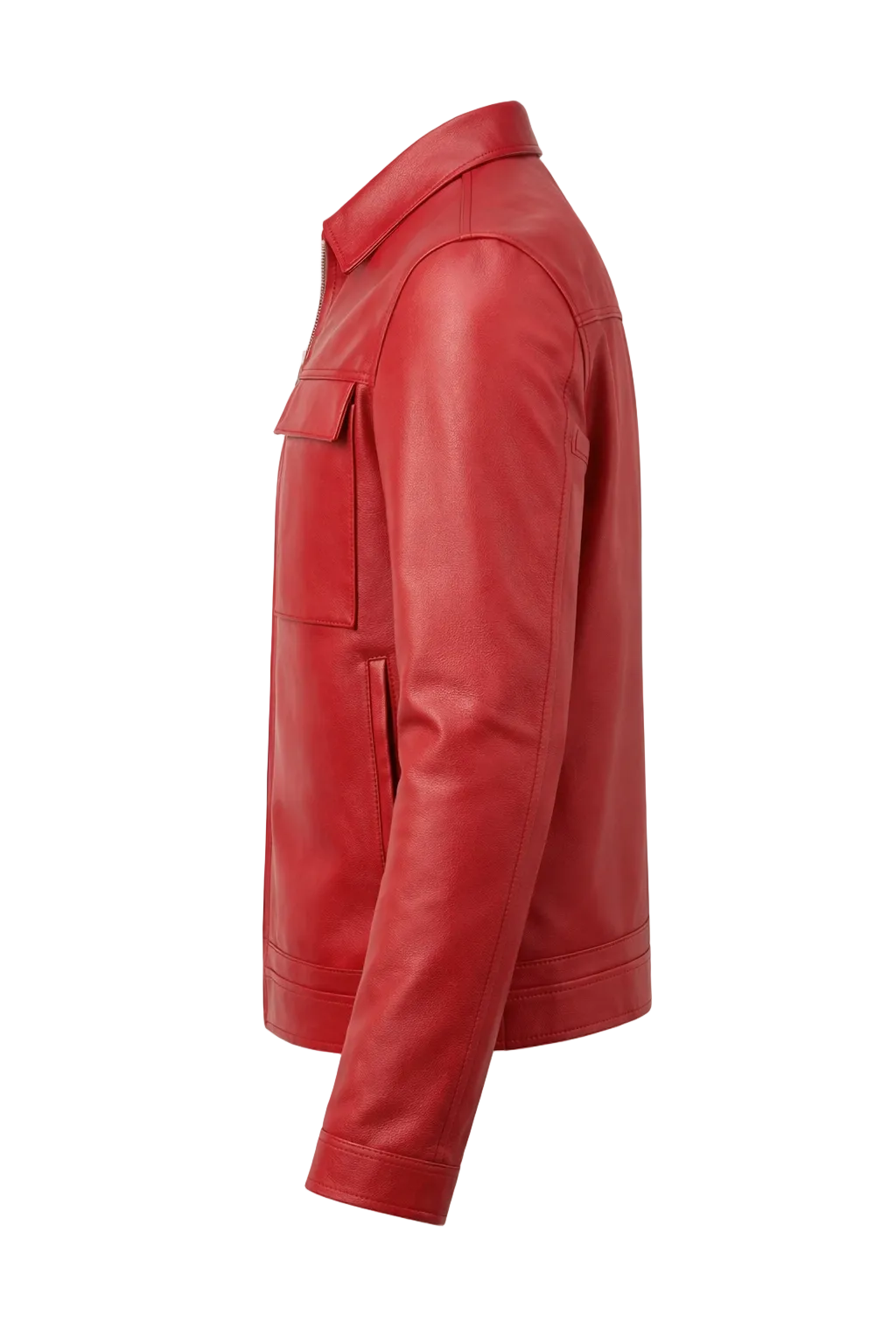 MRKSHI CASA — Lamb Nappa leather Jacket in Red, side view