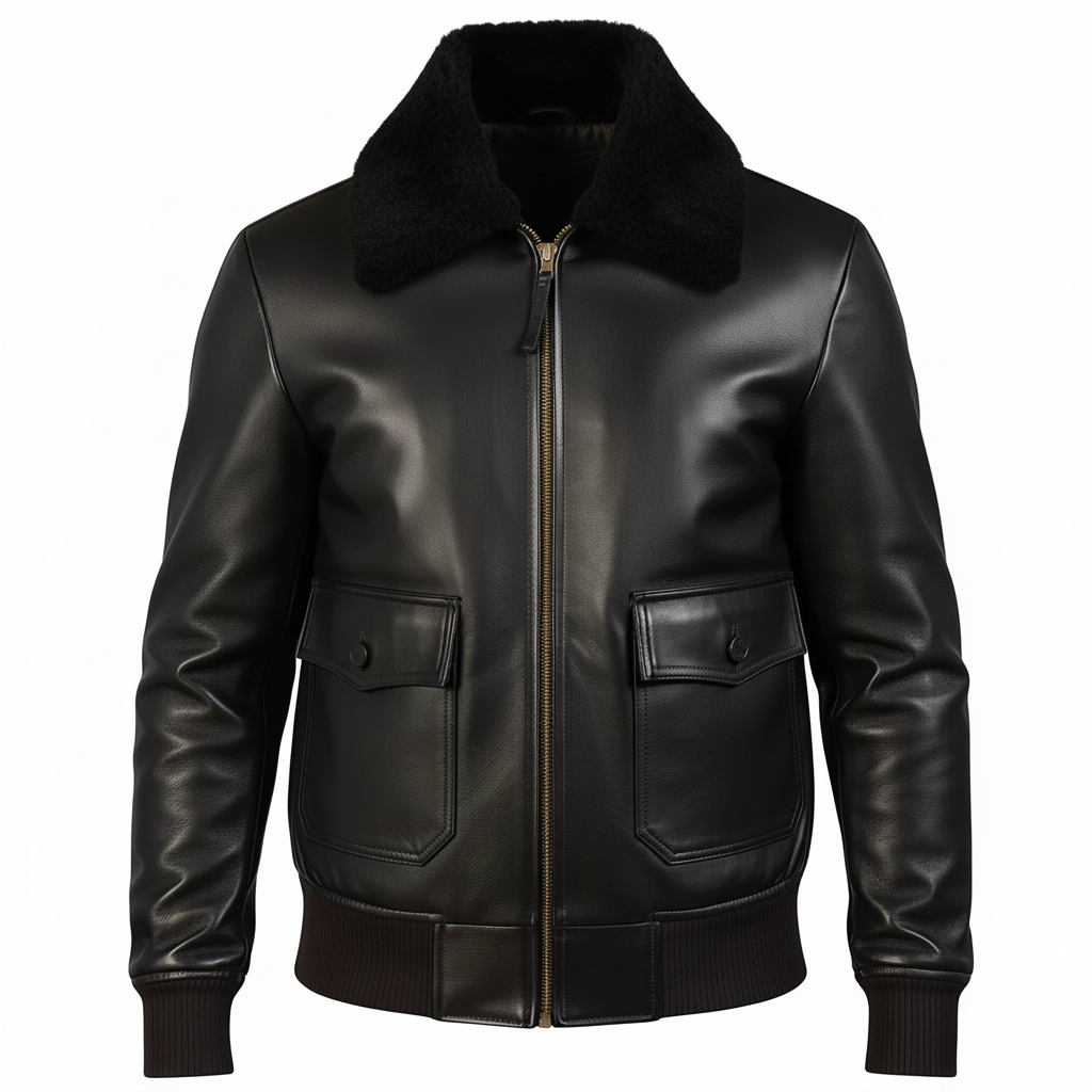 MRKSHI AIRMARE — Lamb leather Jacket in Black, front view