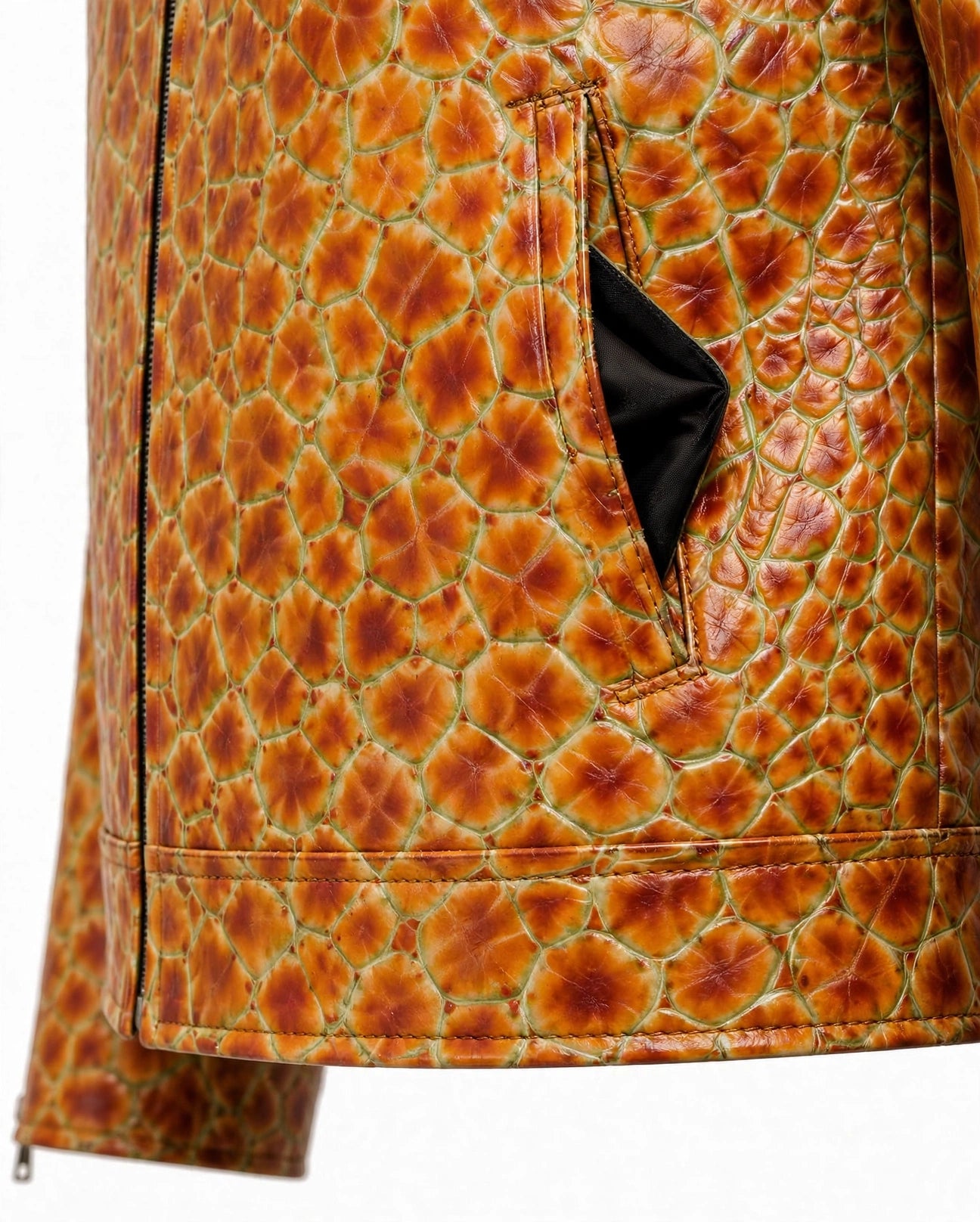 MRKSHI AMBER SCALE — Calf leather Jacket in Original, leather detail