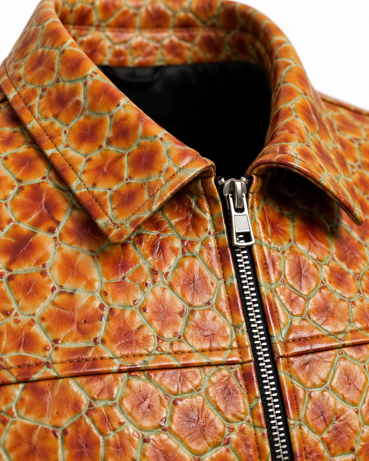 MRKSHI AMBER SCALE — Calf leather Jacket in Original, three quarter view