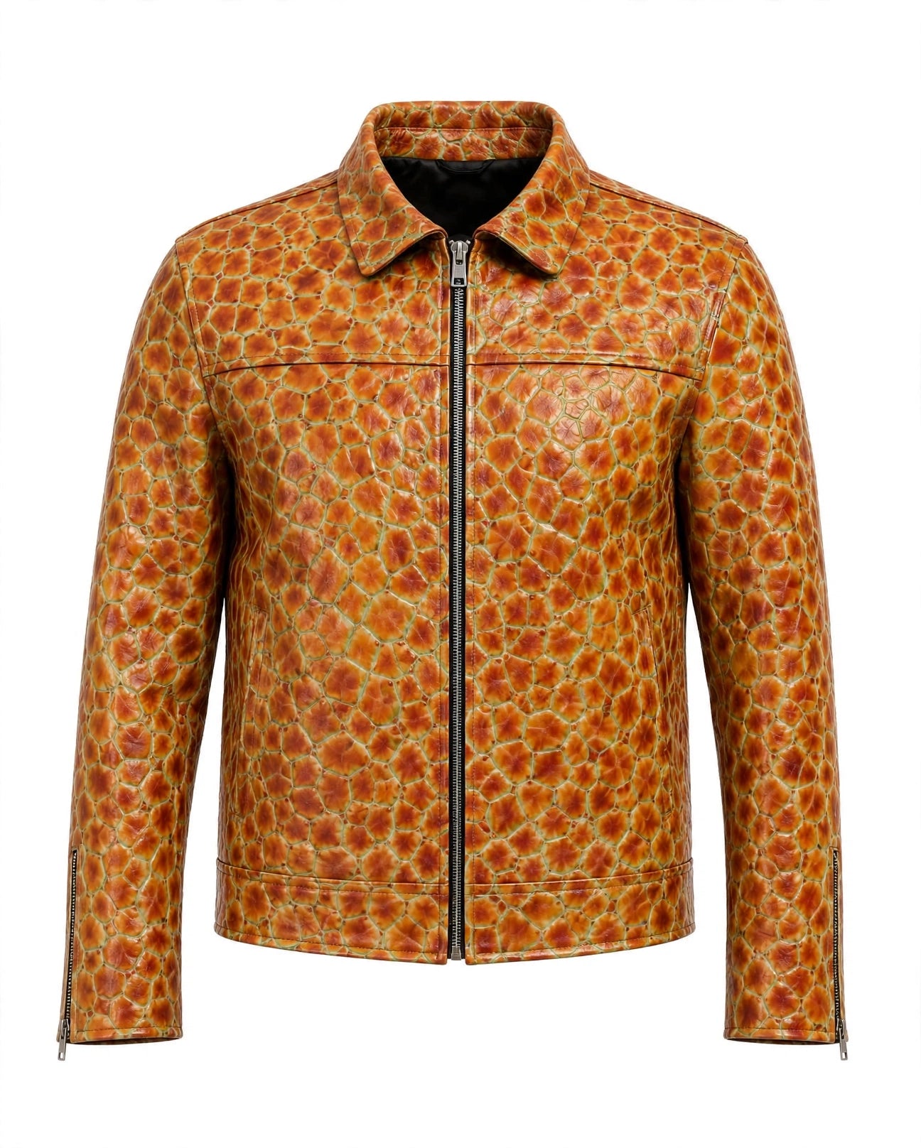 MRKSHI AMBER SCALE — Calf leather Jacket in Original, front view
