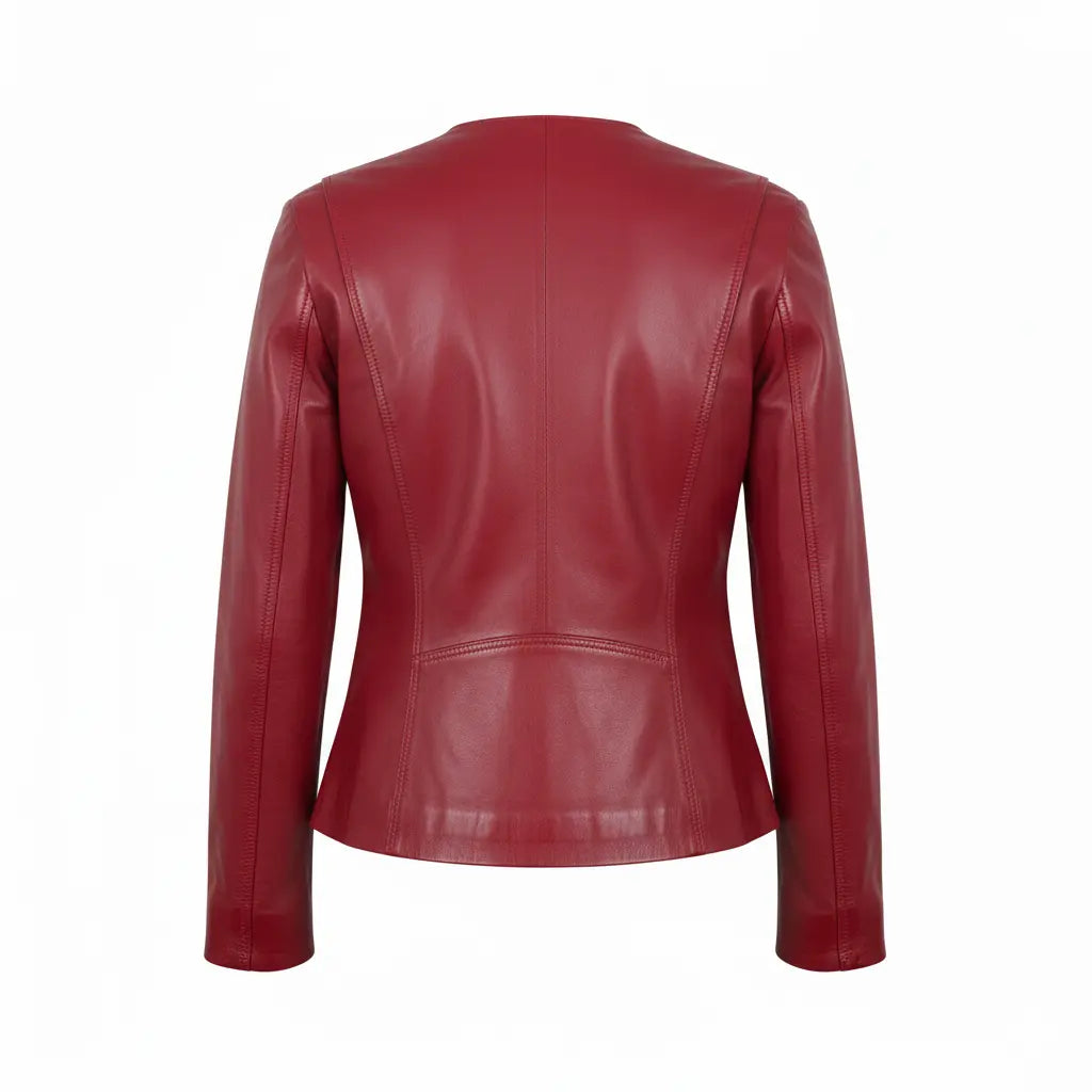 MRKSHI FORD — Lamb leather Jacket in Red, back view
