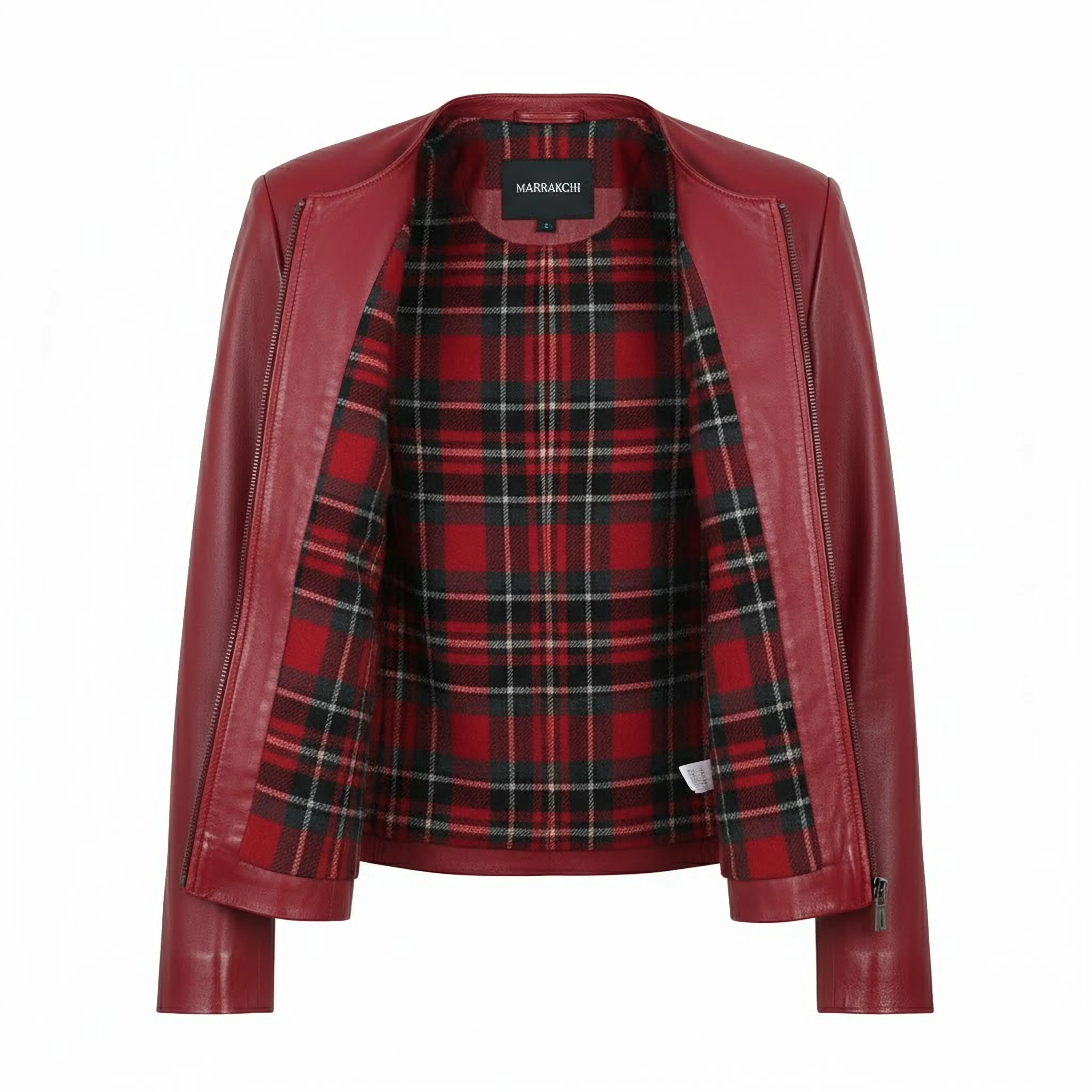MRKSHI FORD — Lamb leather Jacket in Red, leather detail