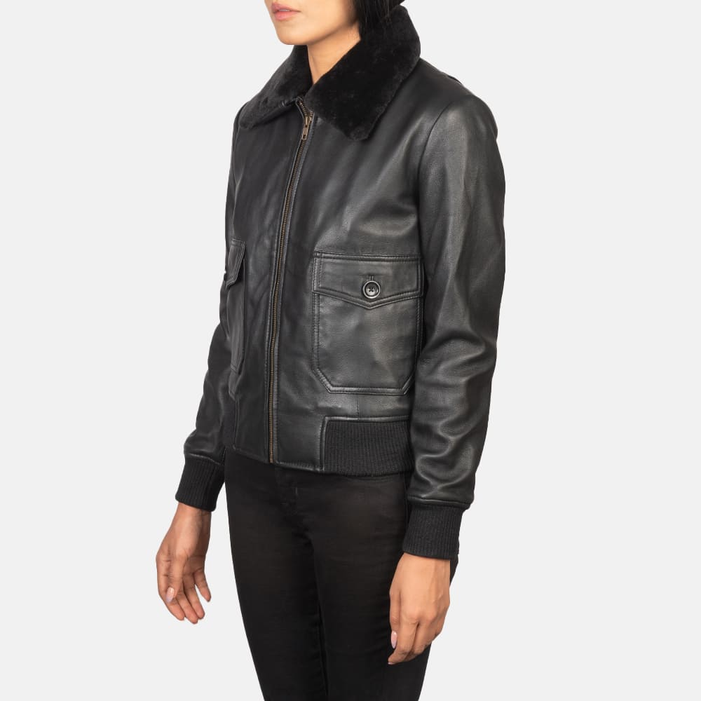 MRKSHI AMBRE — Lamb leather Jacket in Navy, product view