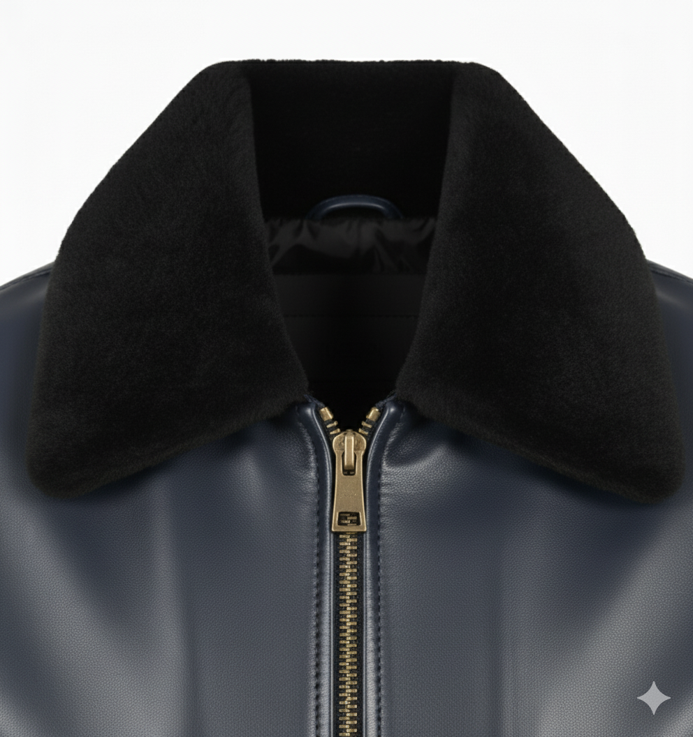 MRKSHI AMBRE — Lamb leather Jacket in Navy, product view