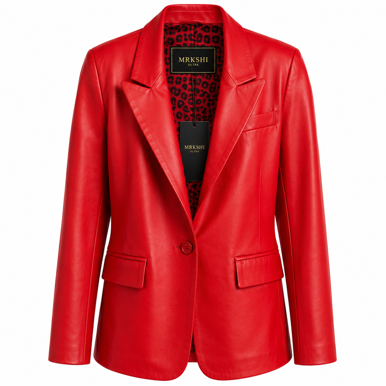 MRKSHI SIENNA — Lamb Nappa leather Blazer in Red, front view