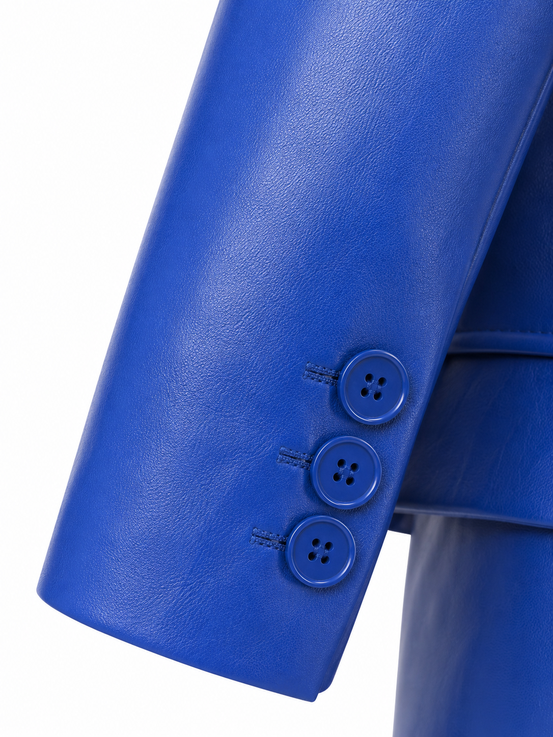 MRKSHI SIENNA — Lamb Nappa leather Blazer in Blue, side view
