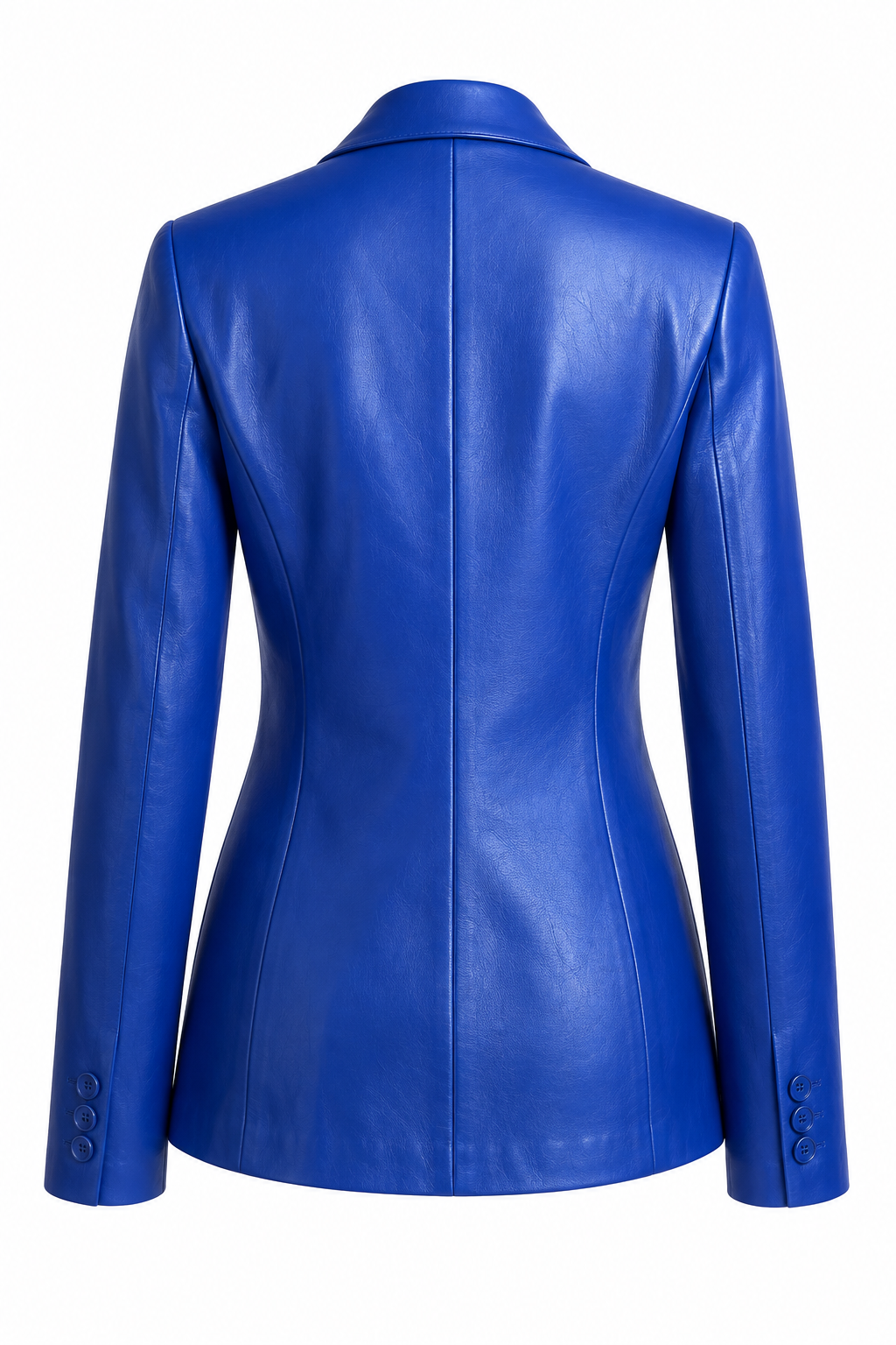 MRKSHI SIENNA — Lamb Nappa leather Blazer in Blue, three quarter view