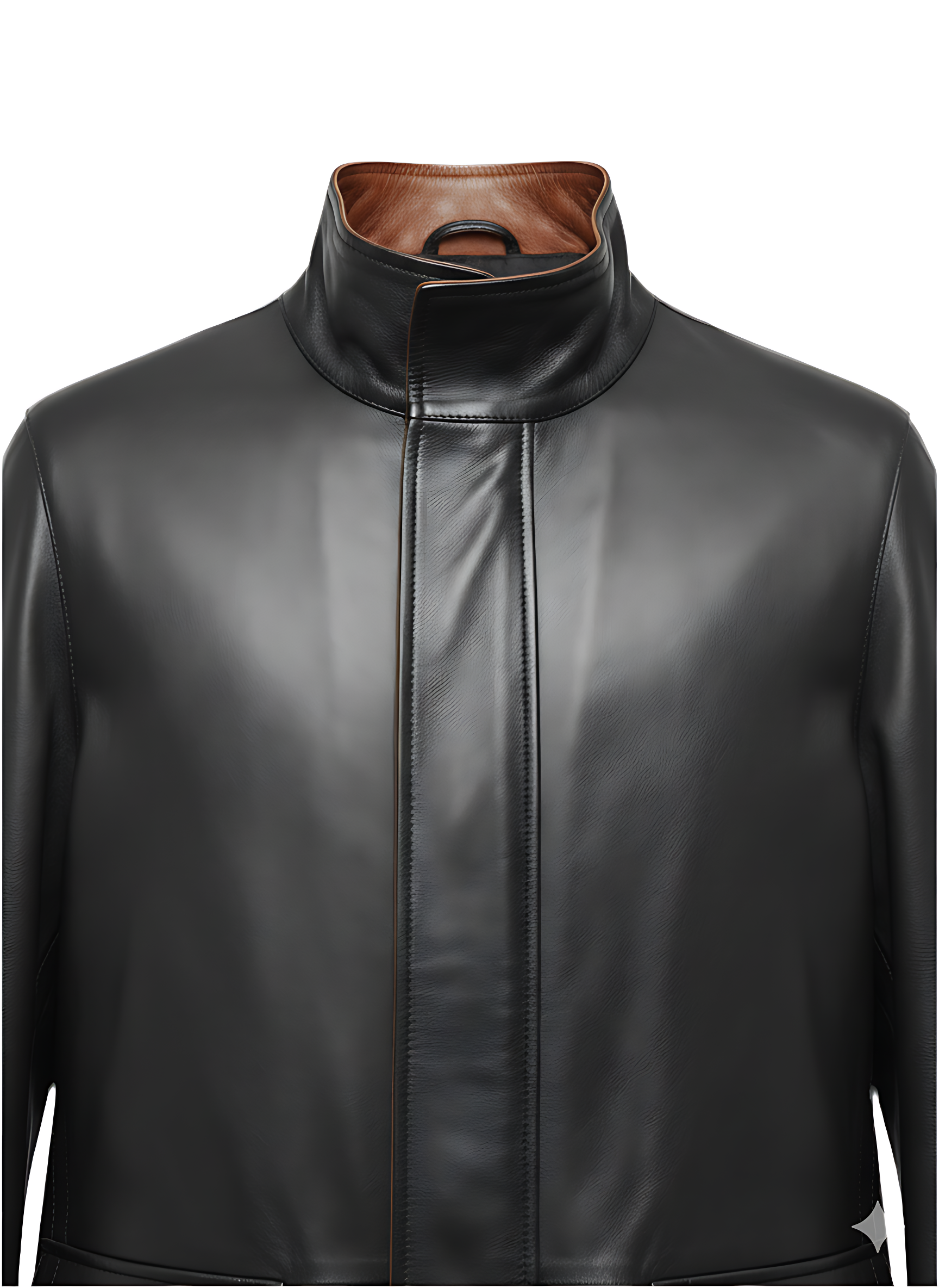 MRKSHI CANADA — Smooth Leather leather Coat in Black, back view