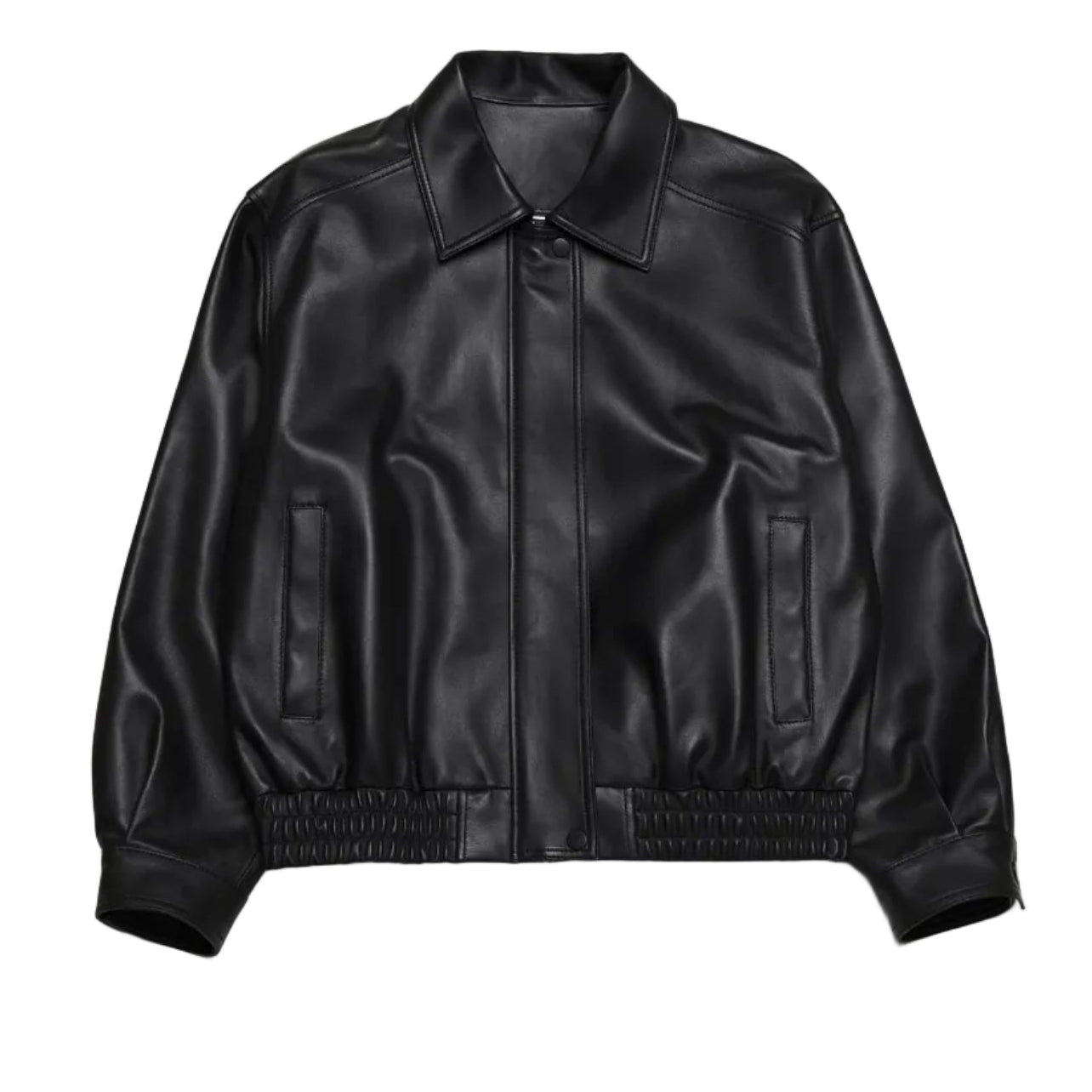 MRKSHI CASABLANCA — Lamb Nappa leather Jacket in Black, front view