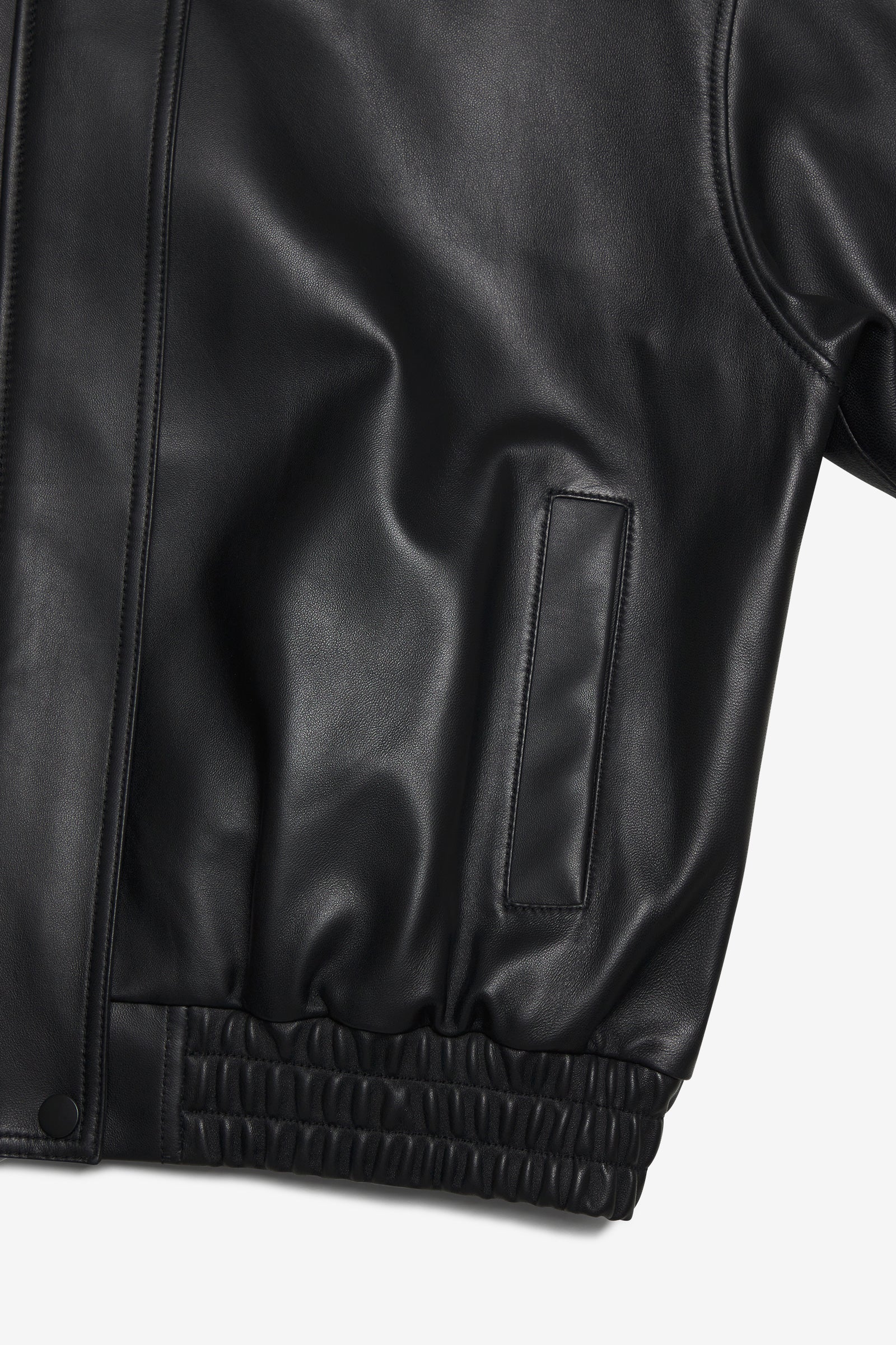 MRKSHI CASABLANCA — Lamb Nappa leather Jacket in Black, leather detail