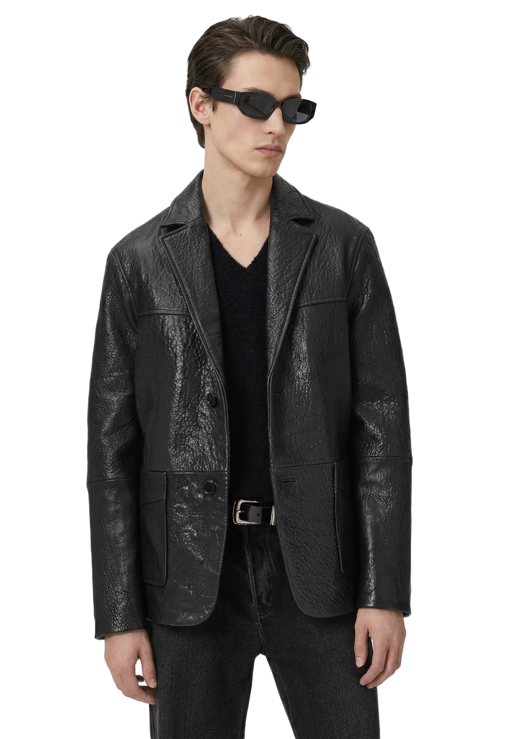 MRKSHI BRUNO — Lamb Nappa leather Blazer in Original, side view
