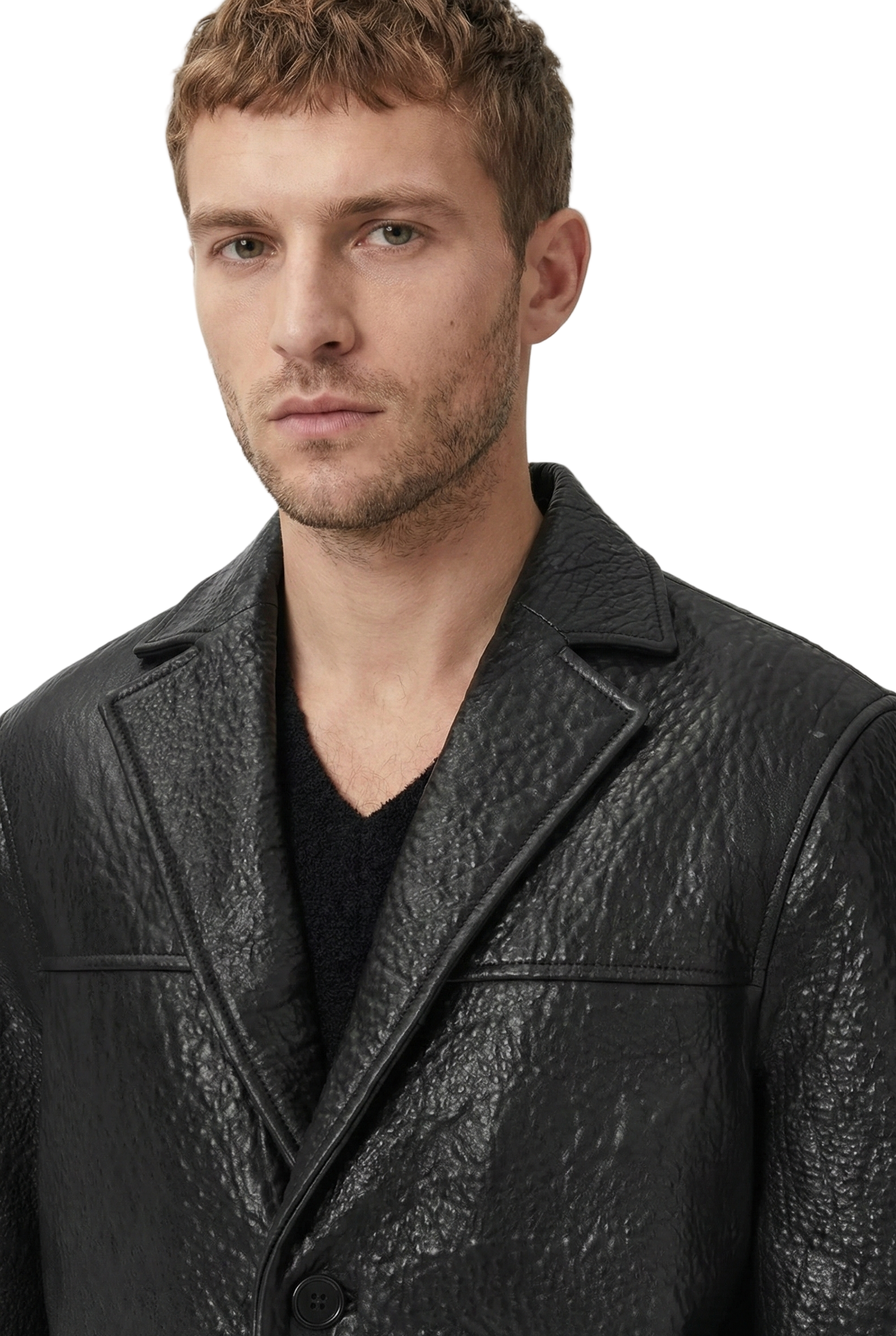 MRKSHI BRUNO — Lamb Nappa leather Blazer in Original, three quarter view