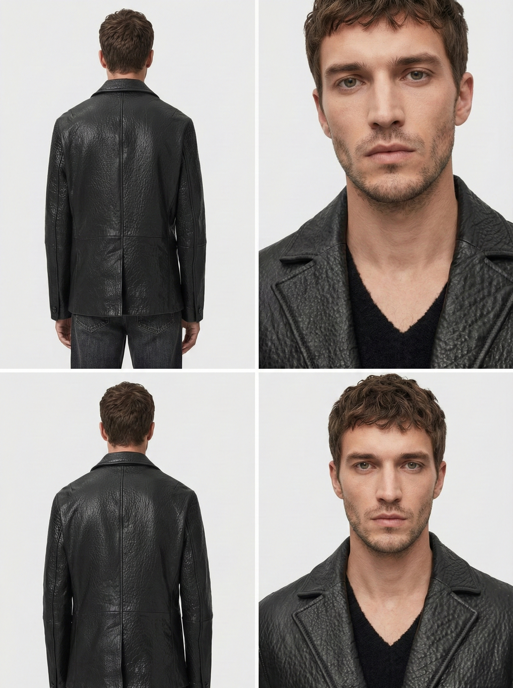 MRKSHI BRUNO — Lamb Nappa leather Blazer in Original, three quarter view