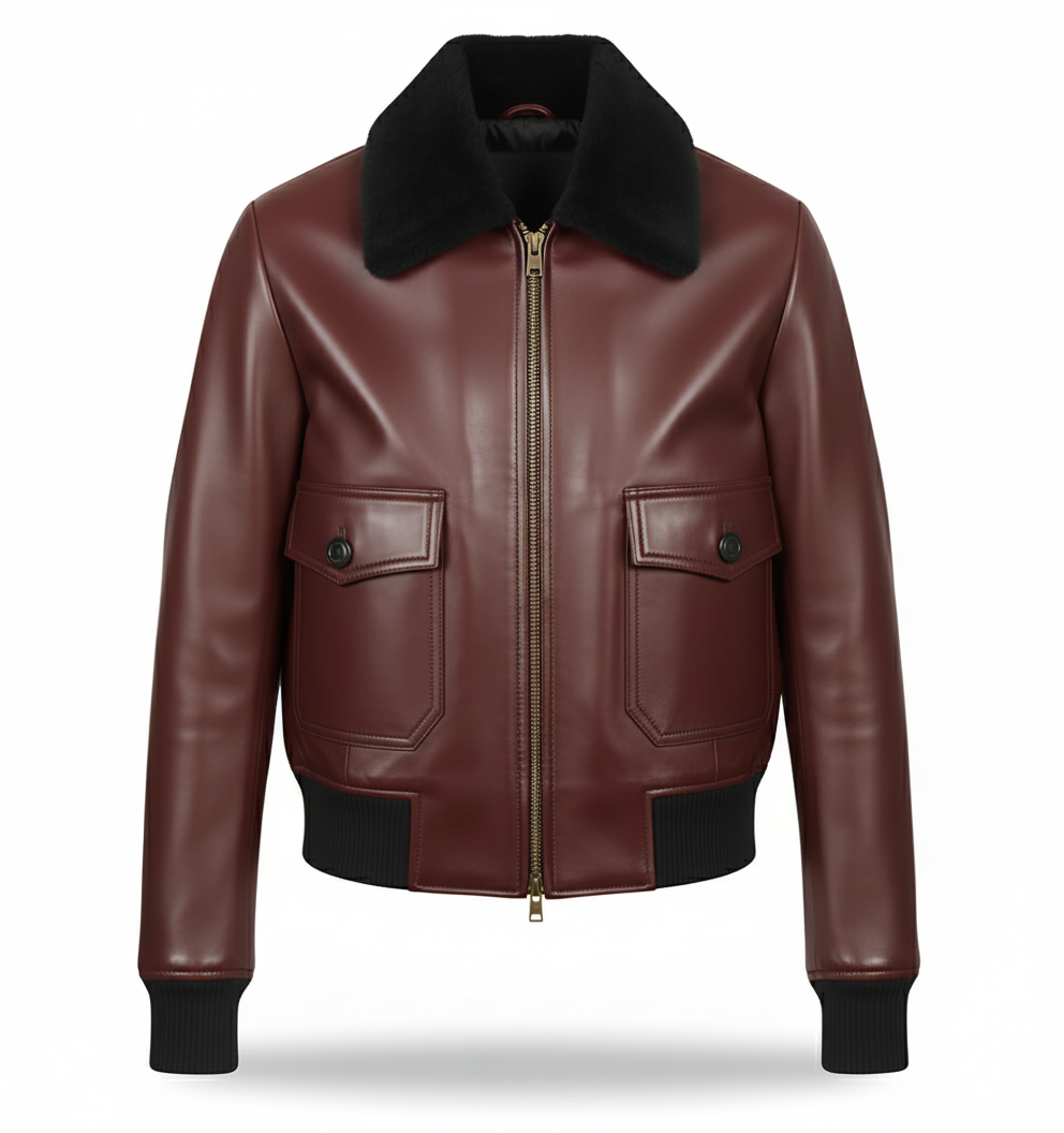 MRKSHI AMBRE — Lamb leather Jacket in Tobacco, product view