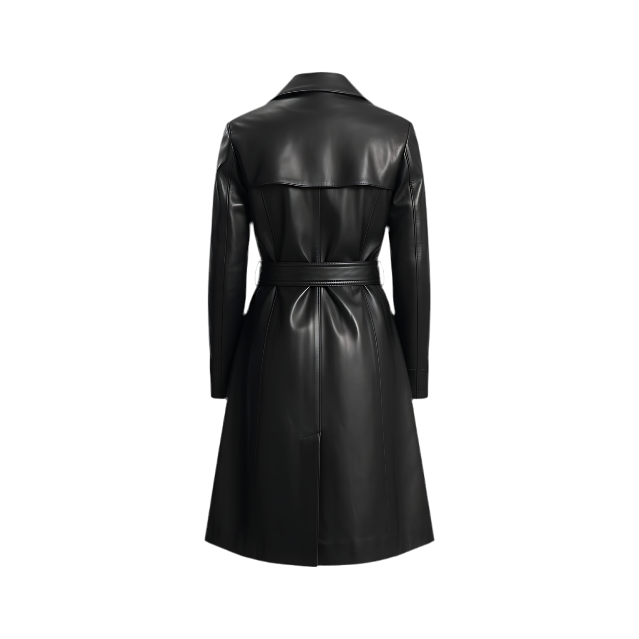 MRKSHI CARMEN — Smooth Leather leather Coat in Black, back view