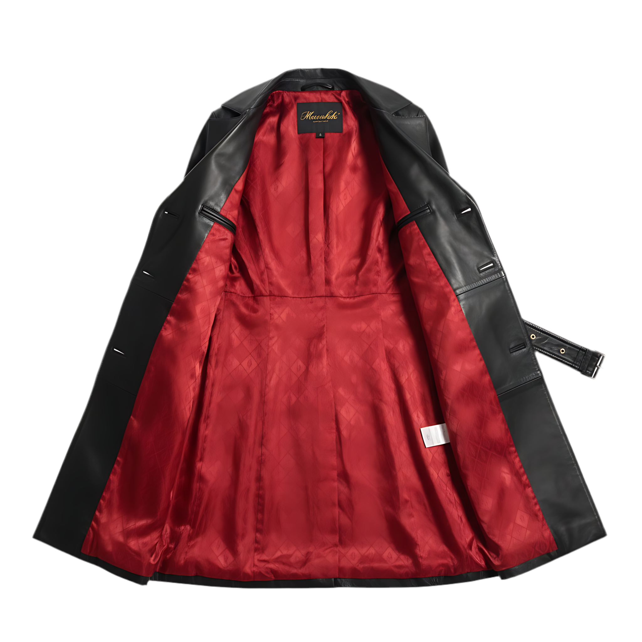 MRKSHI CARMEN — Smooth Leather leather Coat in Black, side view