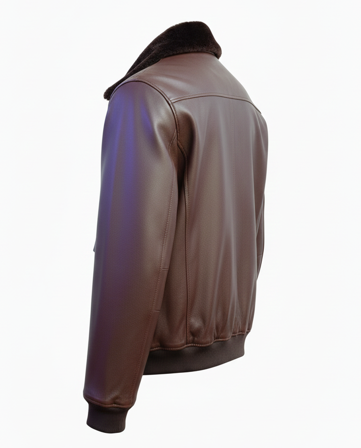 MRKSHI AIRMARE — Lamb leather Jacket in Brown, side view