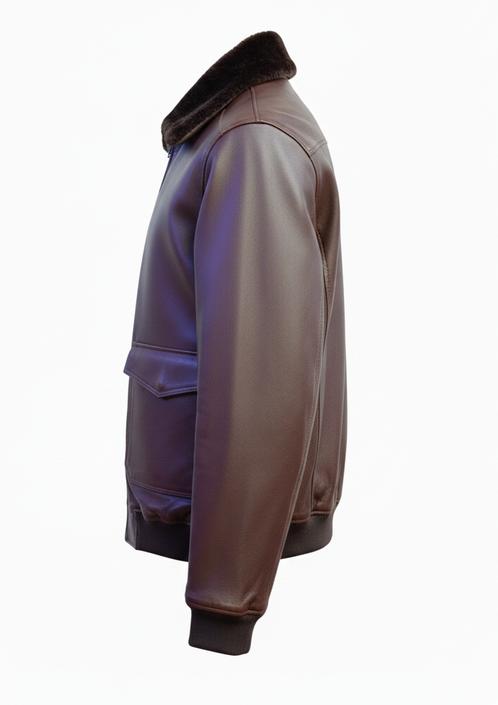 MRKSHI AIRMARE — Lamb leather Jacket in Brown, three quarter view