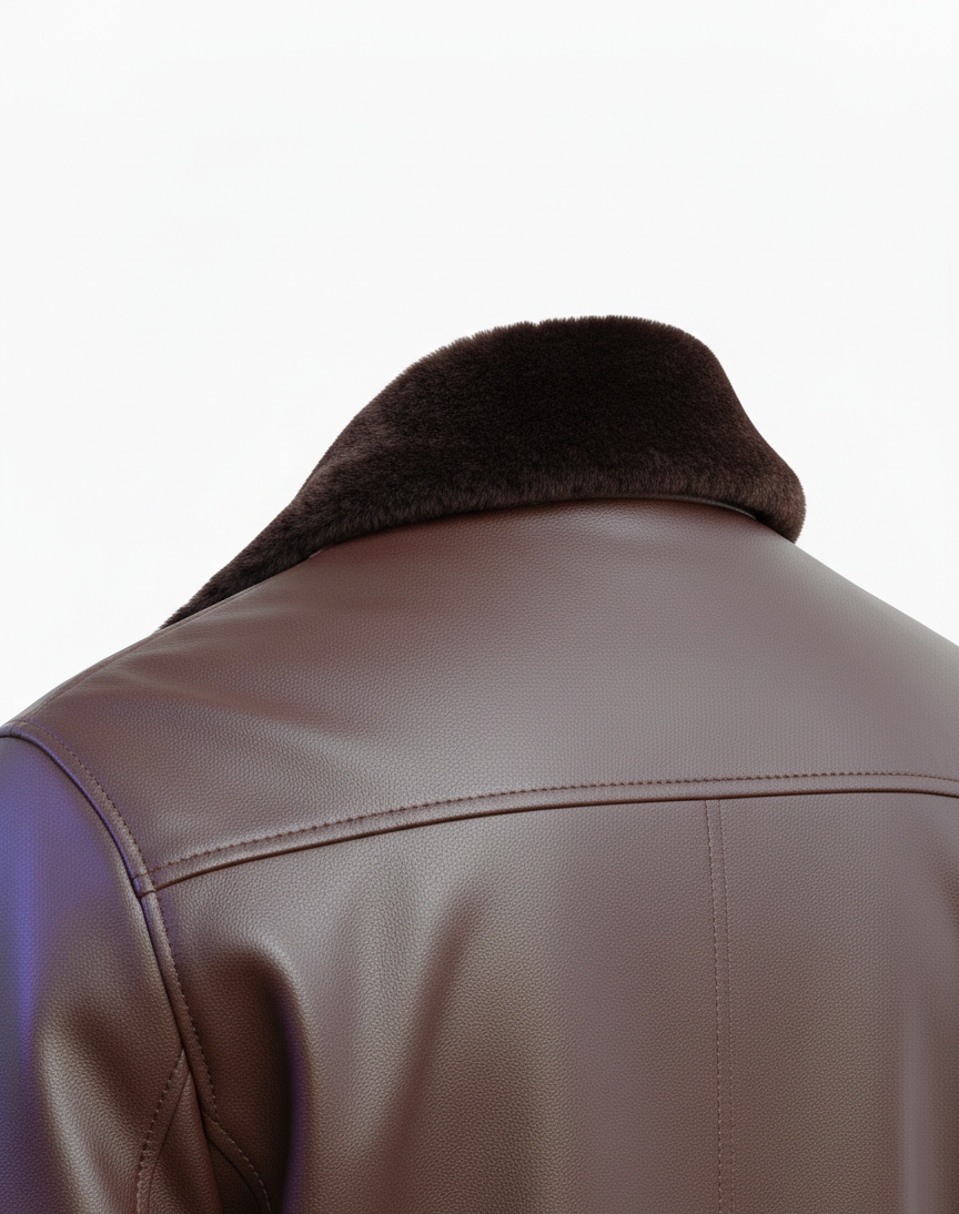 MRKSHI AIRMARE — Lamb leather Jacket in Brown, three quarter view