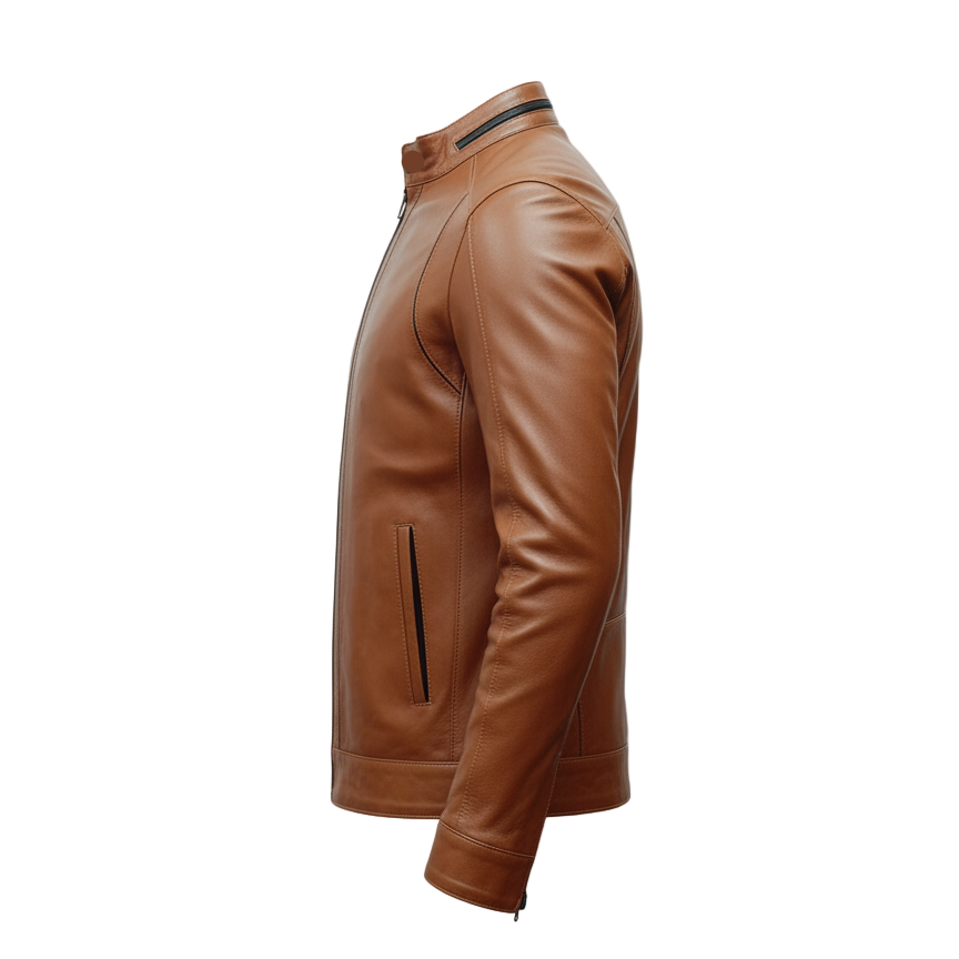 MRKSHI DRAKE — Leather leather Jacket in Tobacco, product view