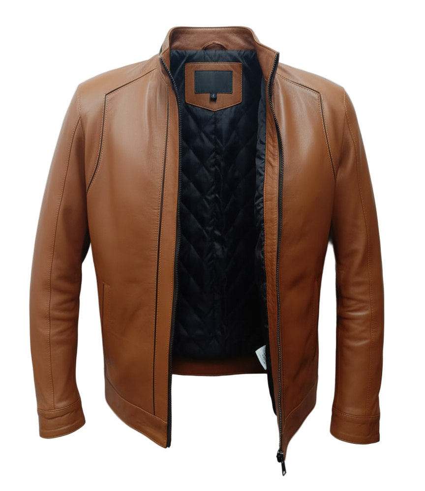 MRKSHI DRAKE — Leather leather Jacket in Tobacco, product view