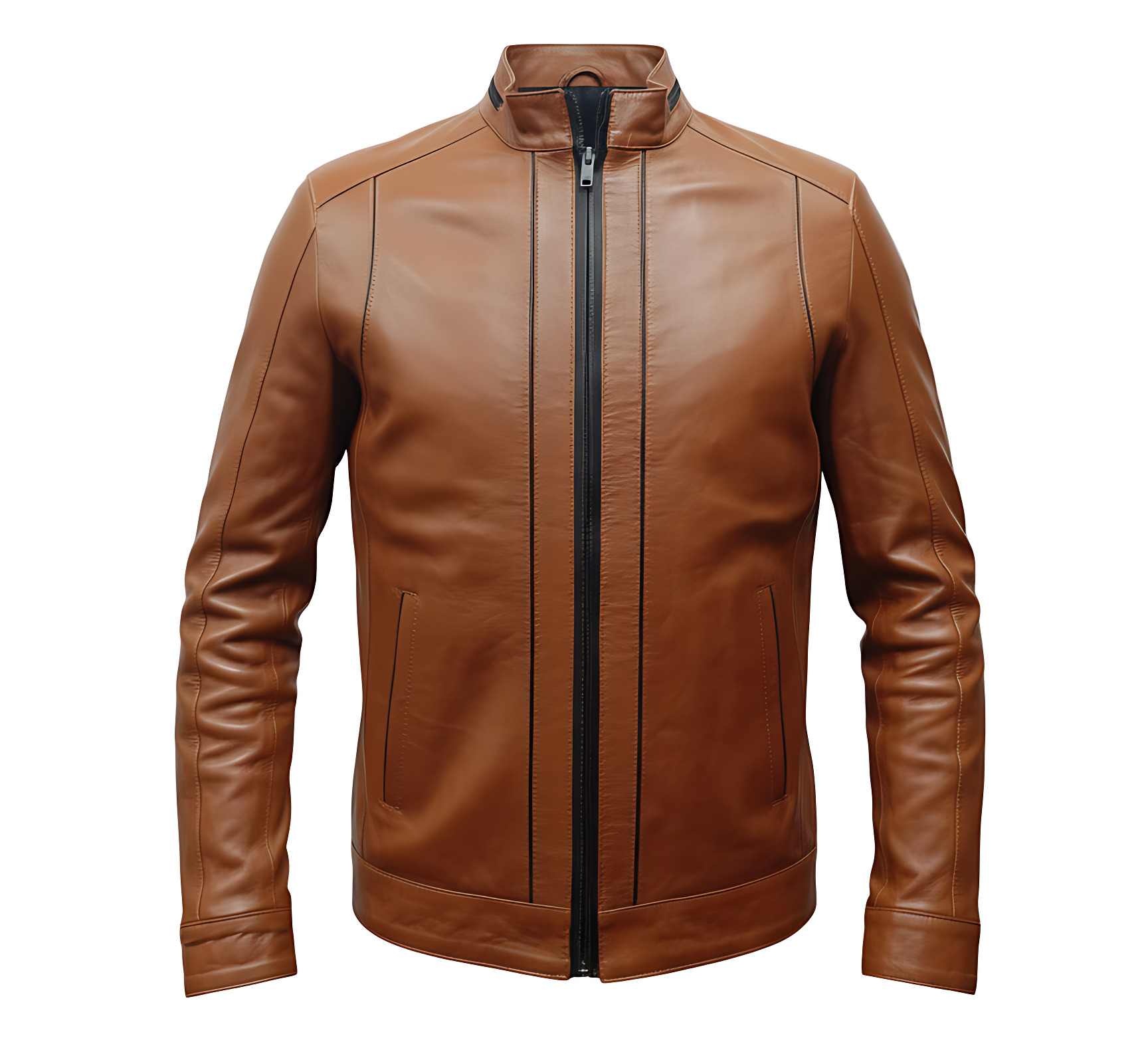 MRKSHI DRAKE — Leather leather Jacket in Tobacco, front view