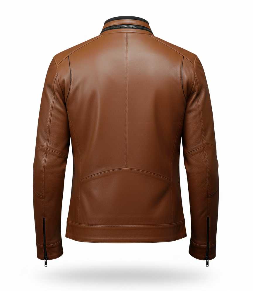 MRKSHI DRAKE — Leather leather Jacket in Tobacco, product view