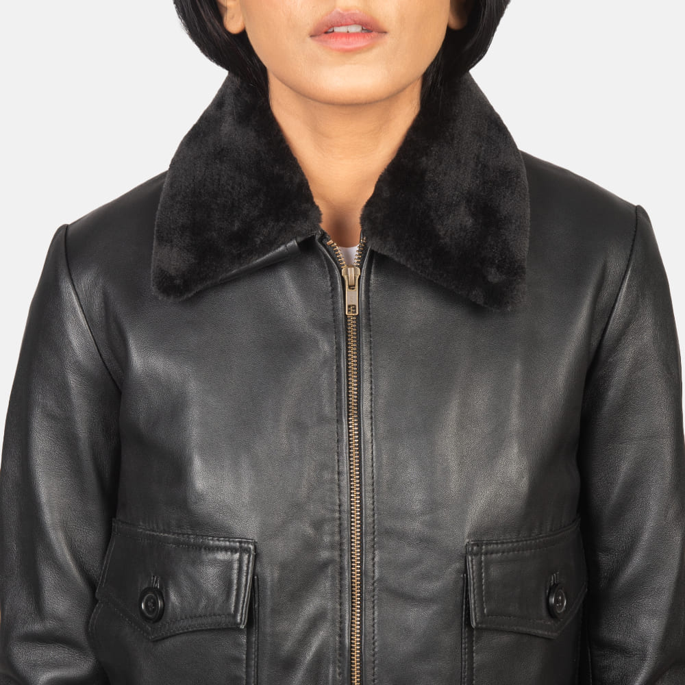 MRKSHI AMBRE — Lamb leather Jacket in Black, product view