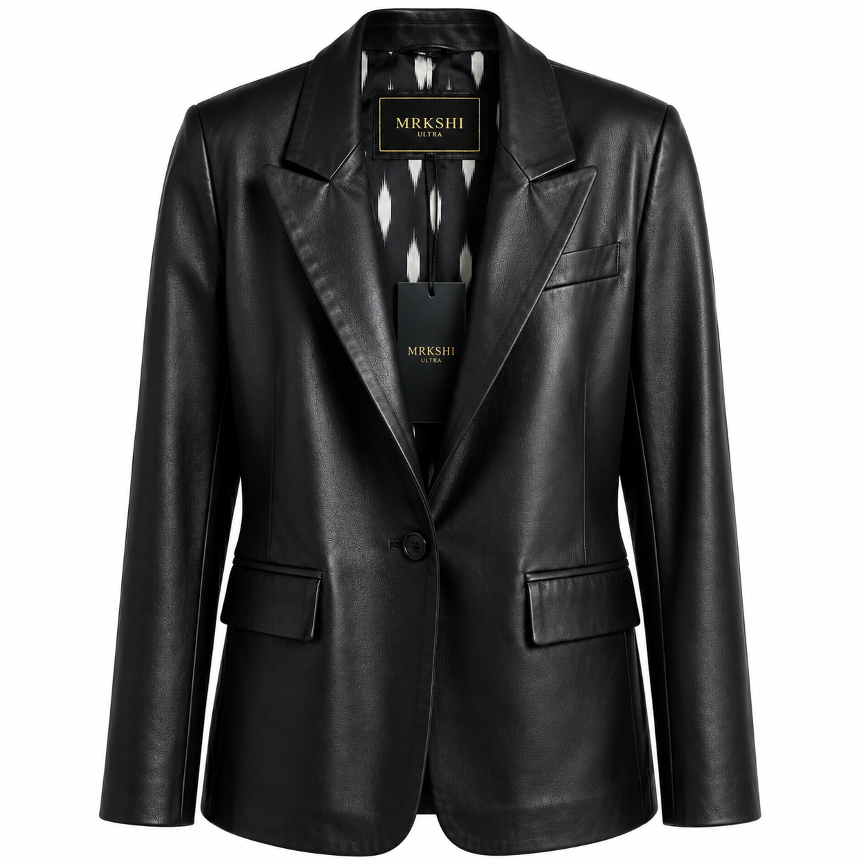 MRKSHI SIENNA — Lamb Nappa leather Blazer in Black, front view