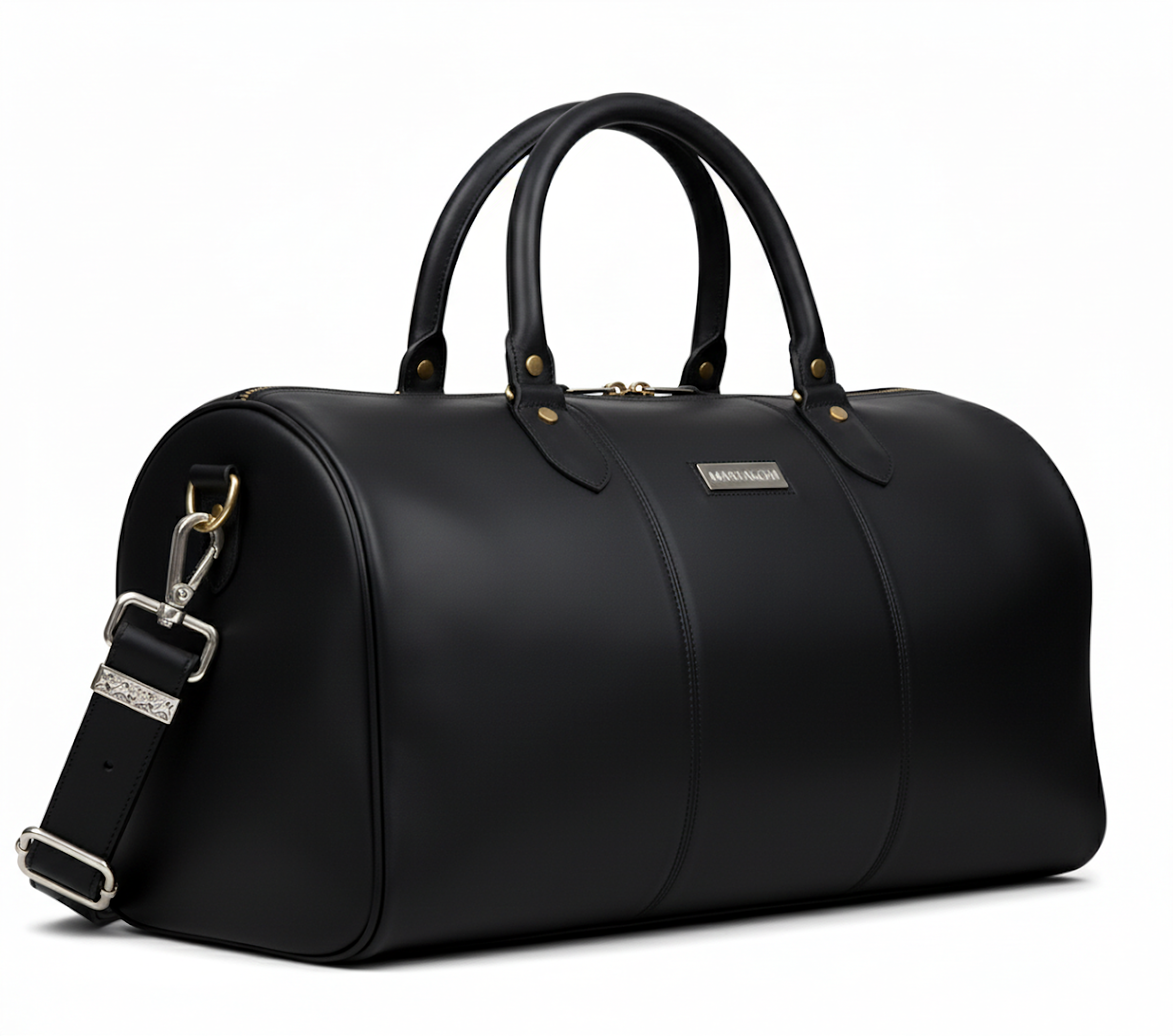 MRKSHI ARISTO — Cowhide leather Bag in Black, three quarter view