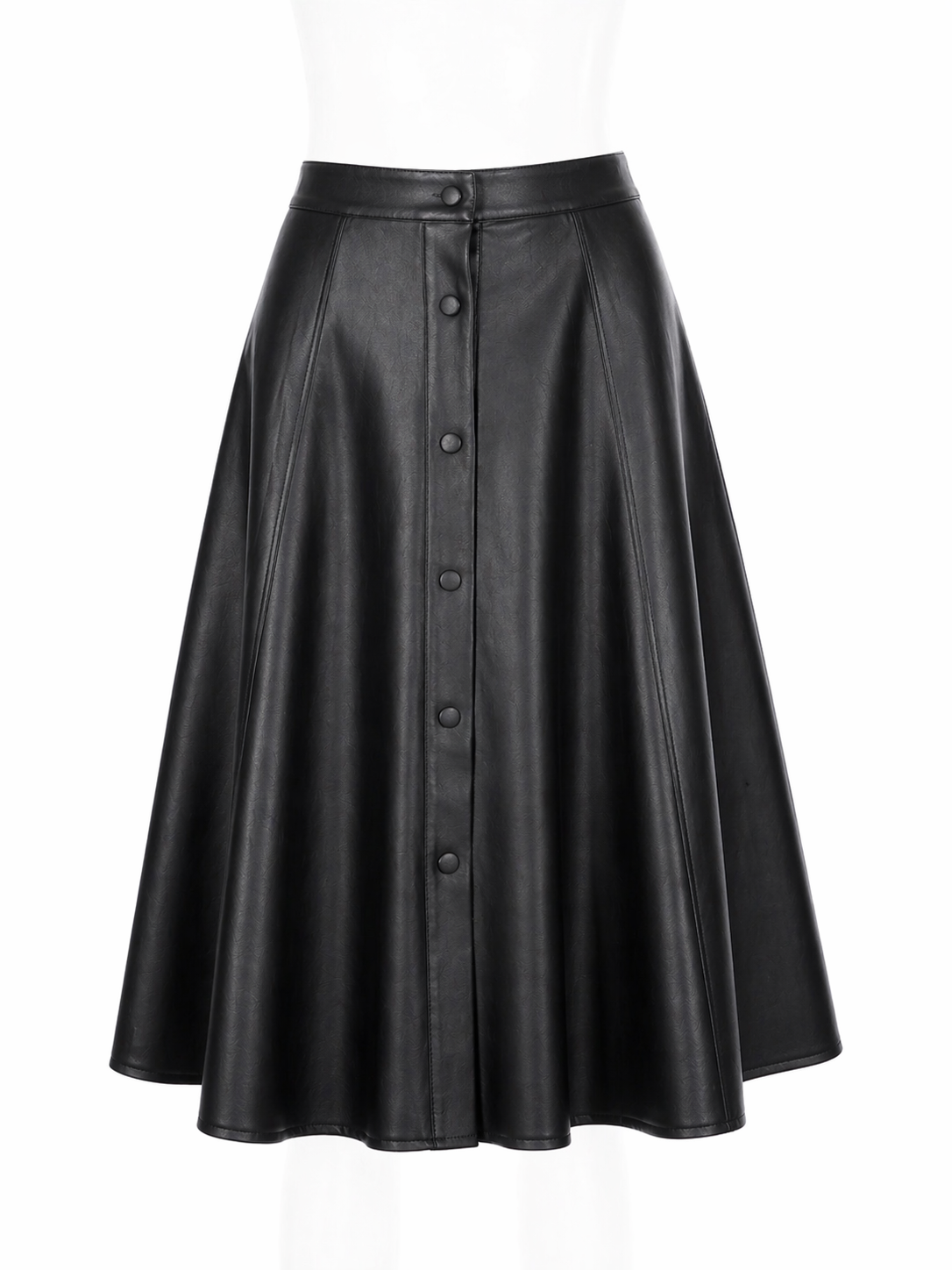 MRKSHI ALINE — Smooth Leather leather Skirt in Black, front view
