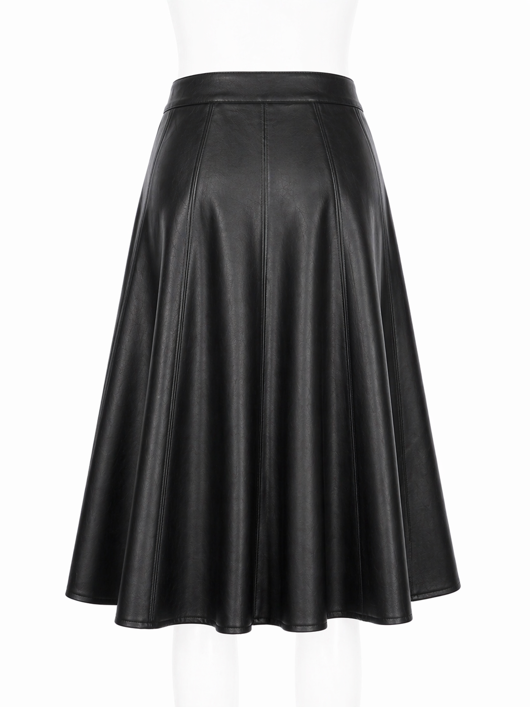 MRKSHI ALINE — Smooth Leather leather Skirt in Black, back view