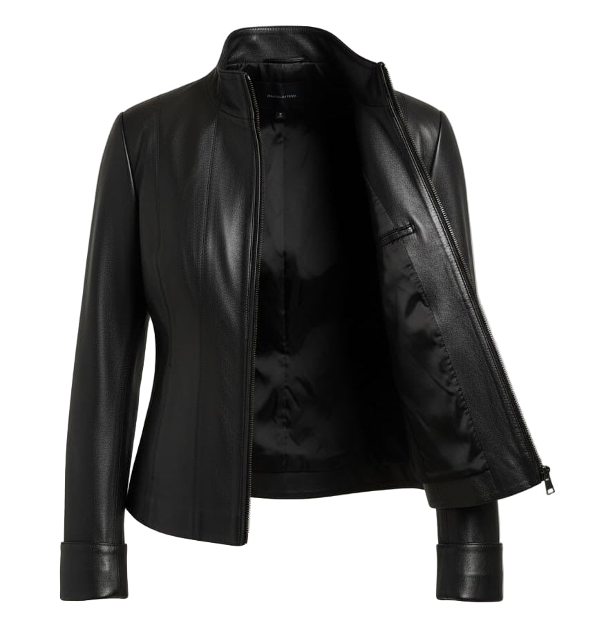 MRKSHI BUGATTI — Lamb Nappa leather Jacket in Black, back view