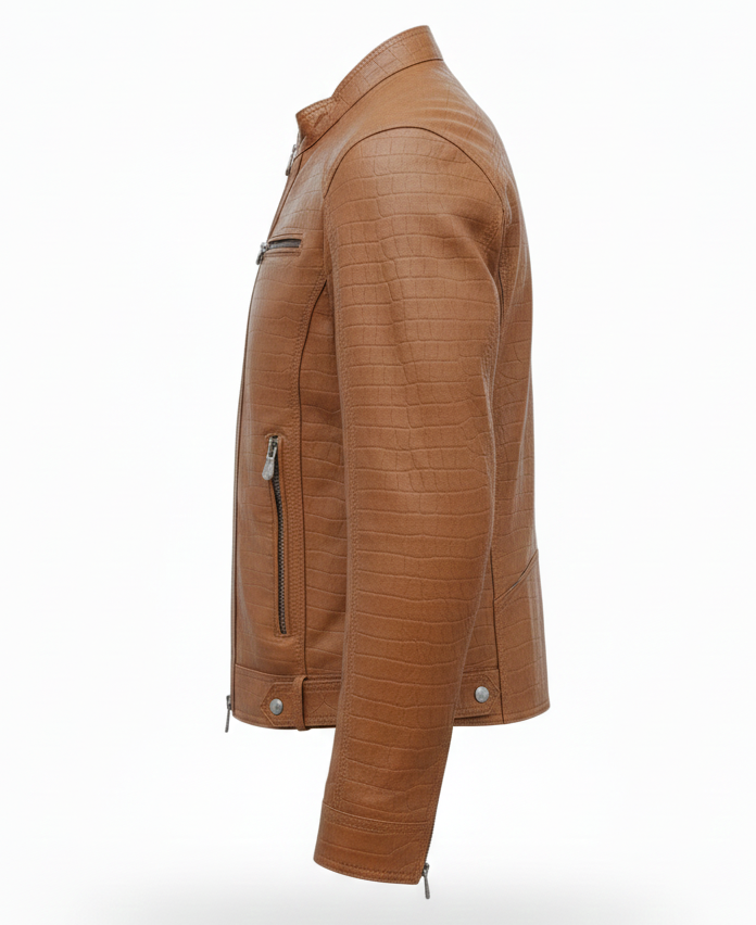 MRKSHI ANTONY — Lamb Nappa leather Jacket in Camel, back view