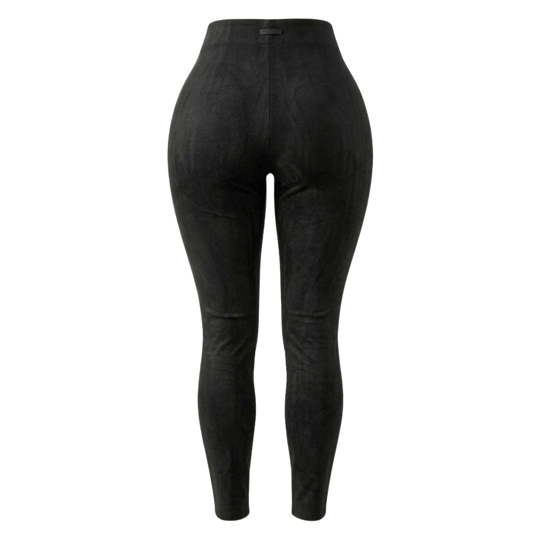 MRKSHI FLARE — Suede leather Pants in Black, leather detail