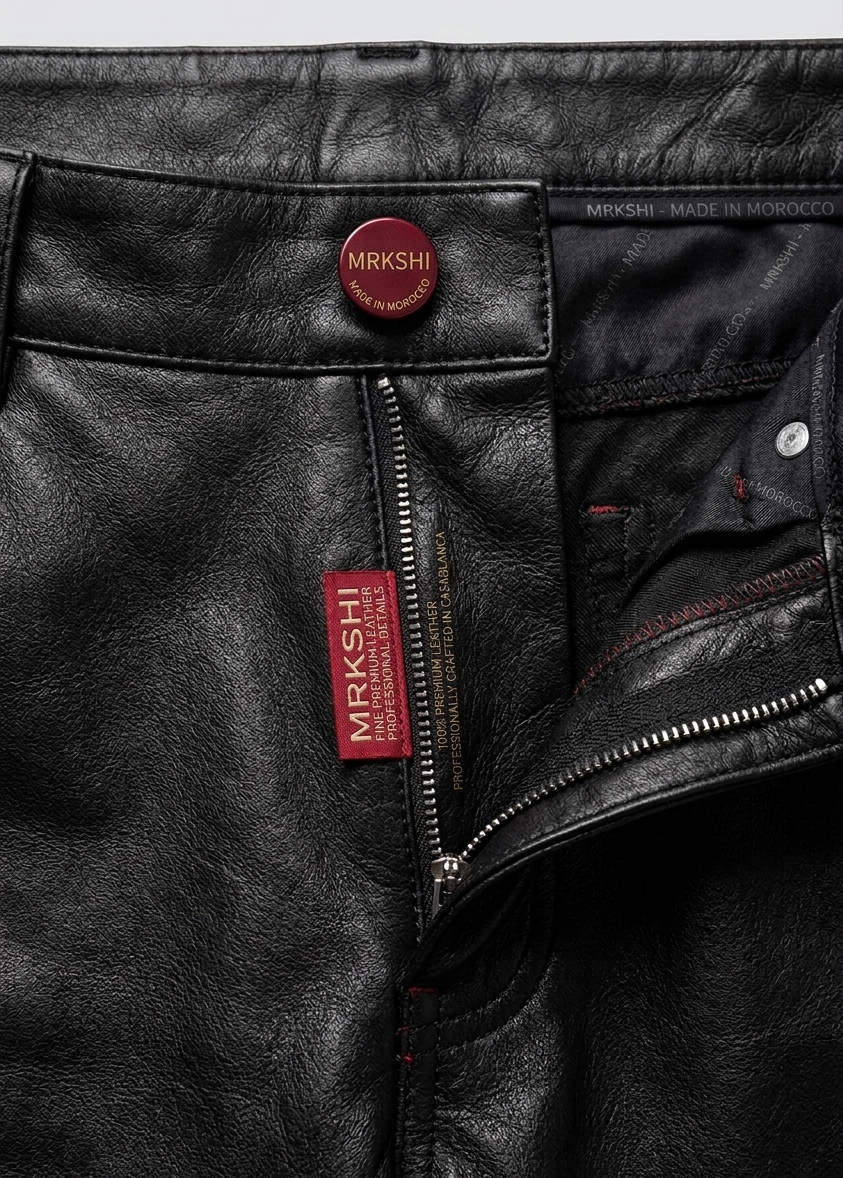 MRKSHI ATLAS PANT — Lamb Nappa leather Pants in Original, three quarter view