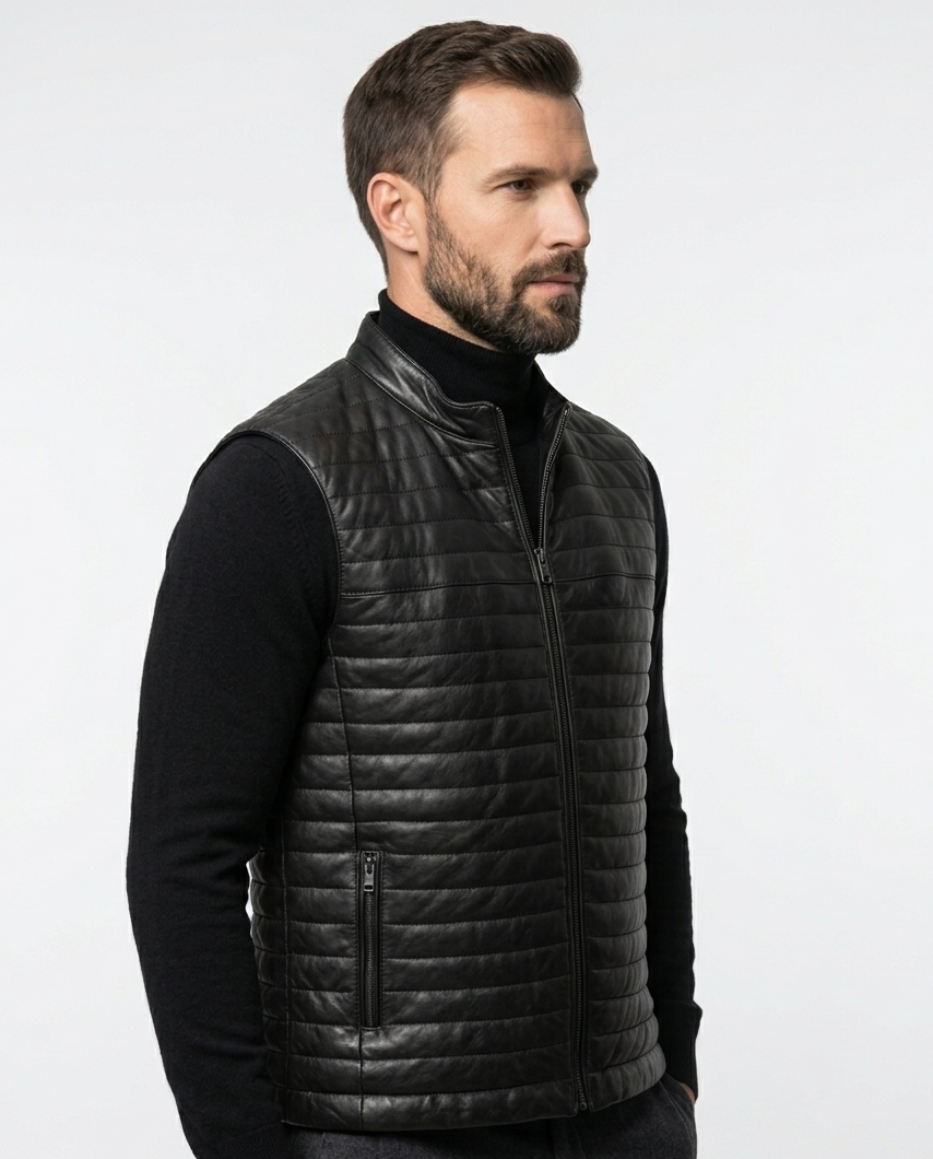 MRKSHI VESTO — Smooth Leather leather Accessory in Black, side view