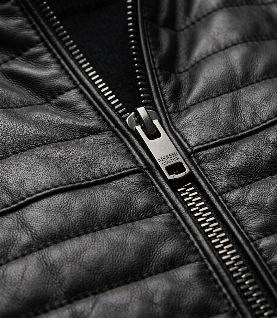 MRKSHI VESTO — Smooth Leather leather Accessory in Black, three quarter view