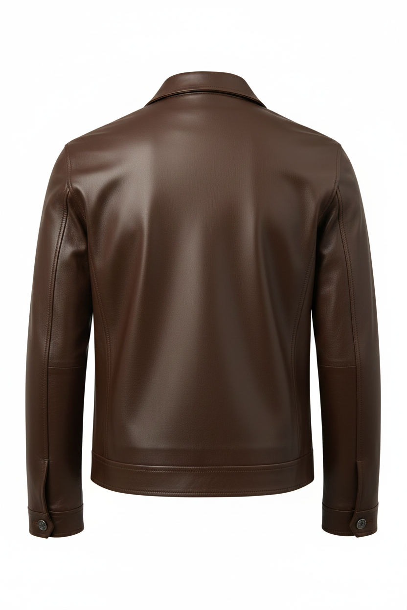 MRKSHI CASA — Lamb Nappa leather Jacket in Brown, back view