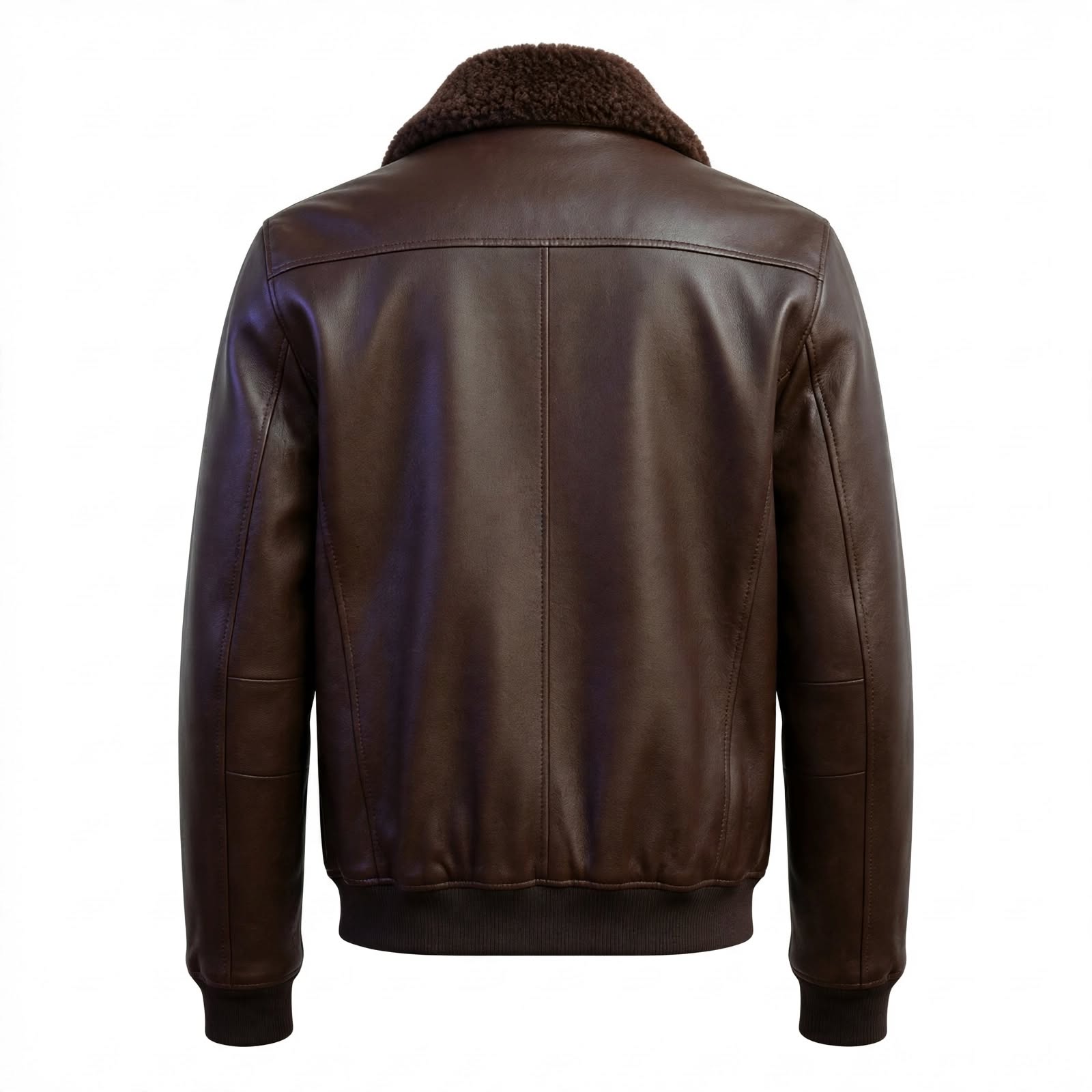 MRKSHI AIRMARE — Lamb Nappa leather Jacket in Brown, back view