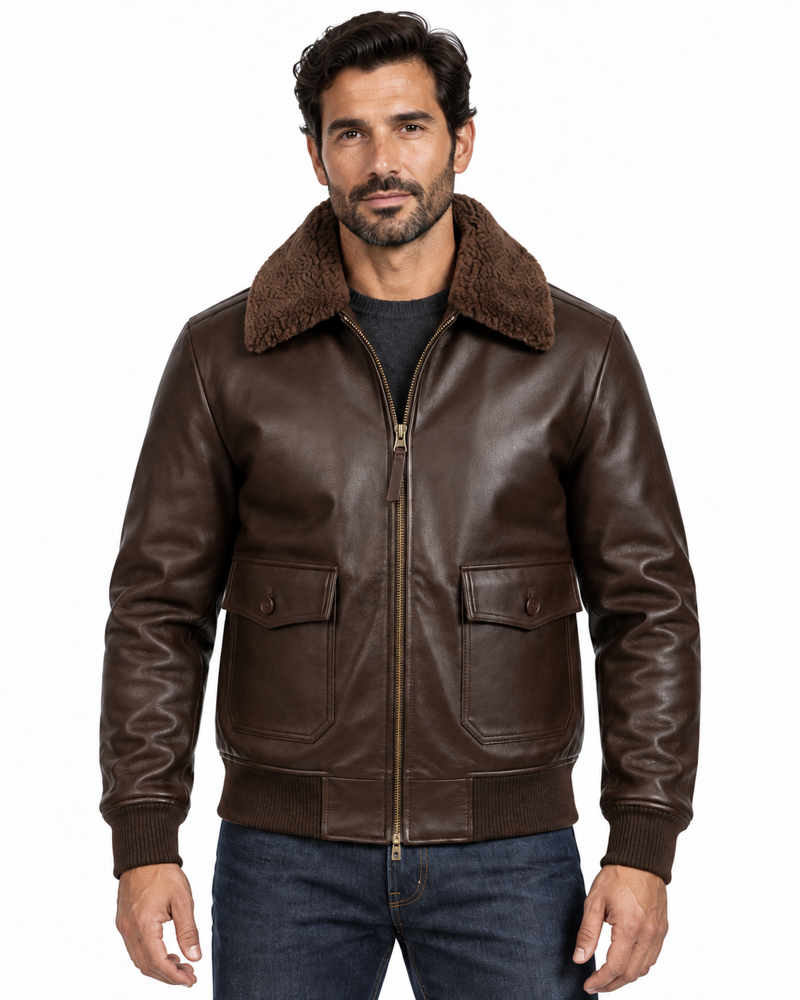 MRKSHI AIRMARE — Lamb Nappa leather Jacket in Brown, leather detail
