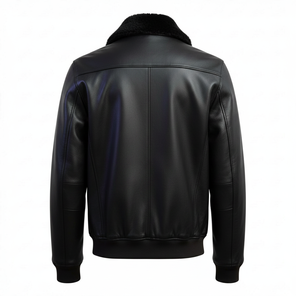 MRKSHI AIRMARE — Lamb Nappa leather Jacket in Black, back view