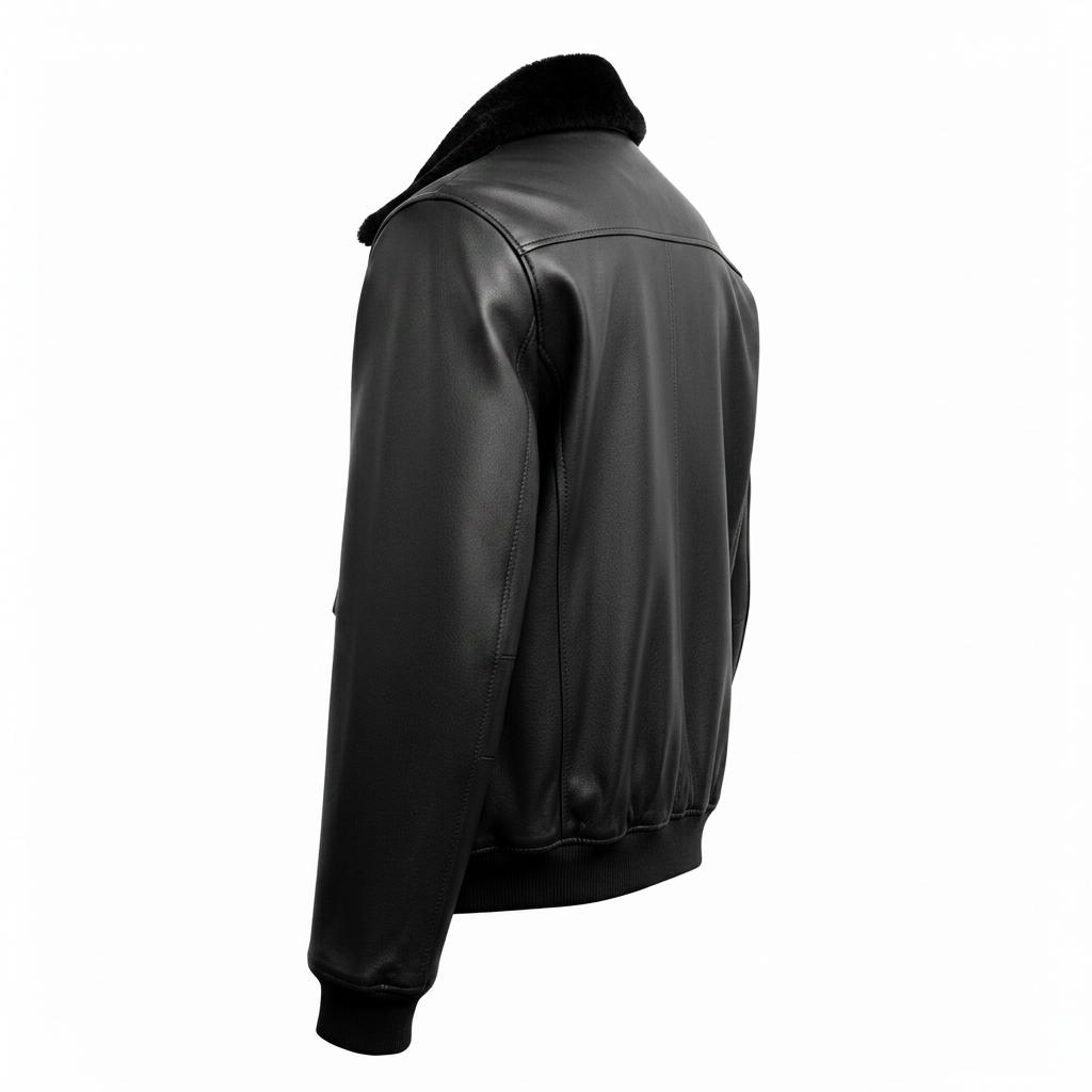 MRKSHI AIRMARE — Lamb leather Jacket in Black, side view