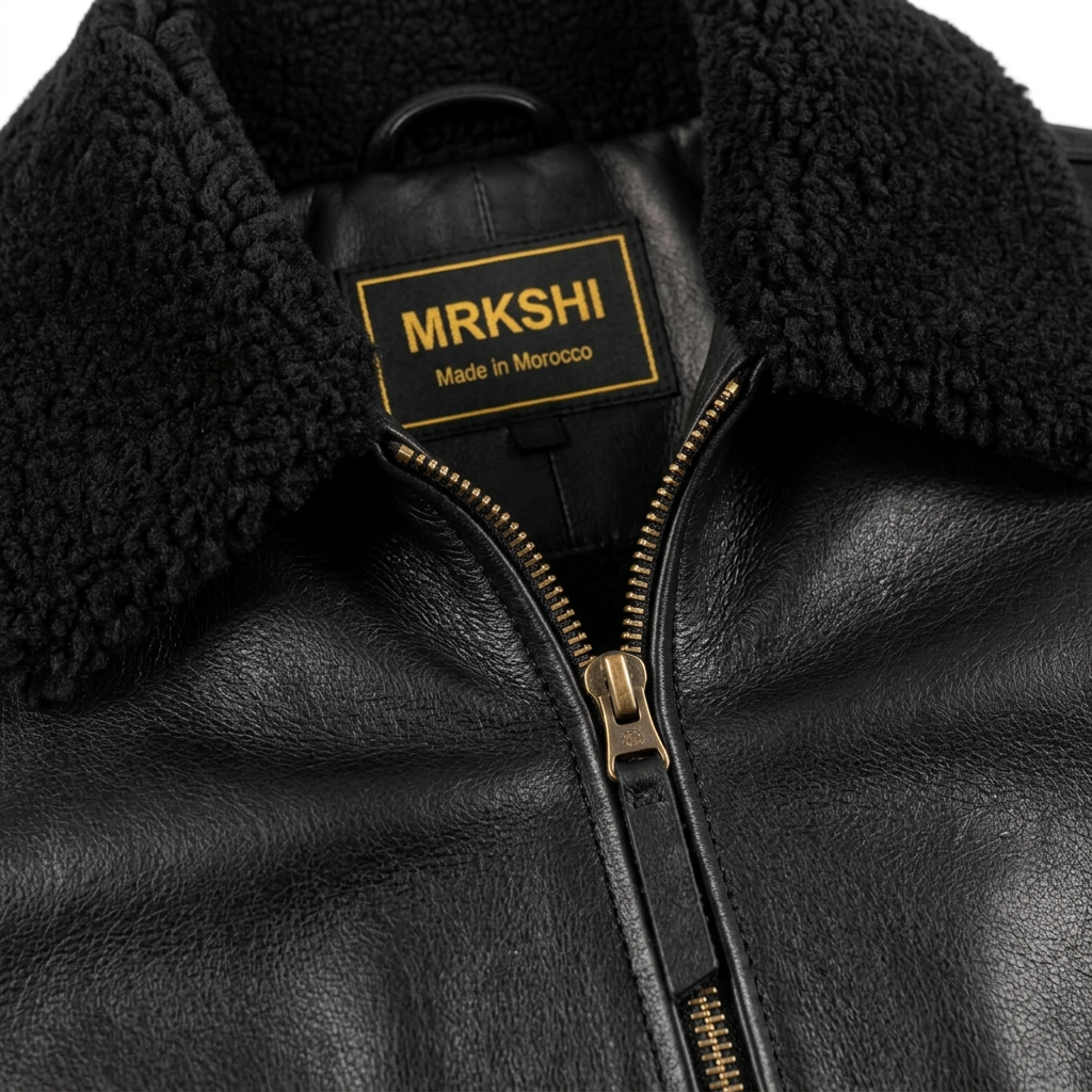 MRKSHI AIRMARE — Lamb Nappa leather Jacket in Black, detail