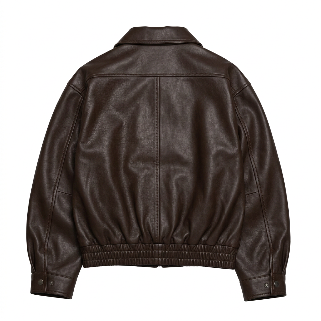 MRKSHI CASABLANCA — Lamb Nappa leather Jacket in Dark Chocolate, back view