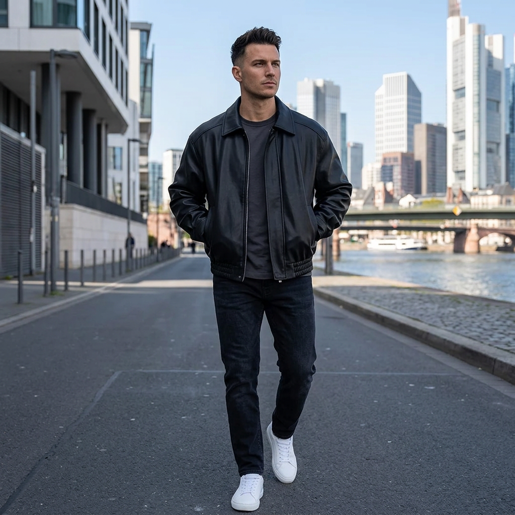 MRKSHI CASABLANCA — Lamb Nappa leather Jacket in Black, detail