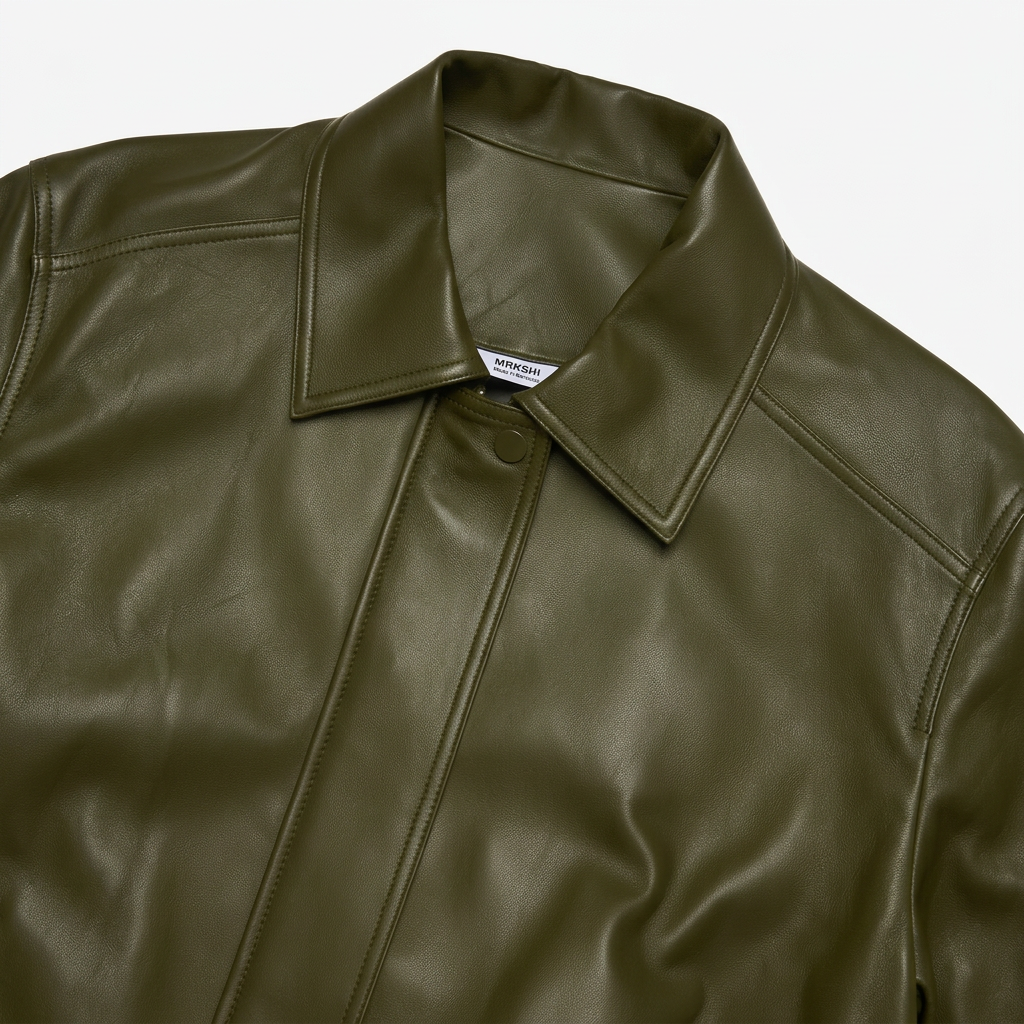 MRKSHI CASABLANCA — Lamb Nappa leather Jacket in Olive, side view