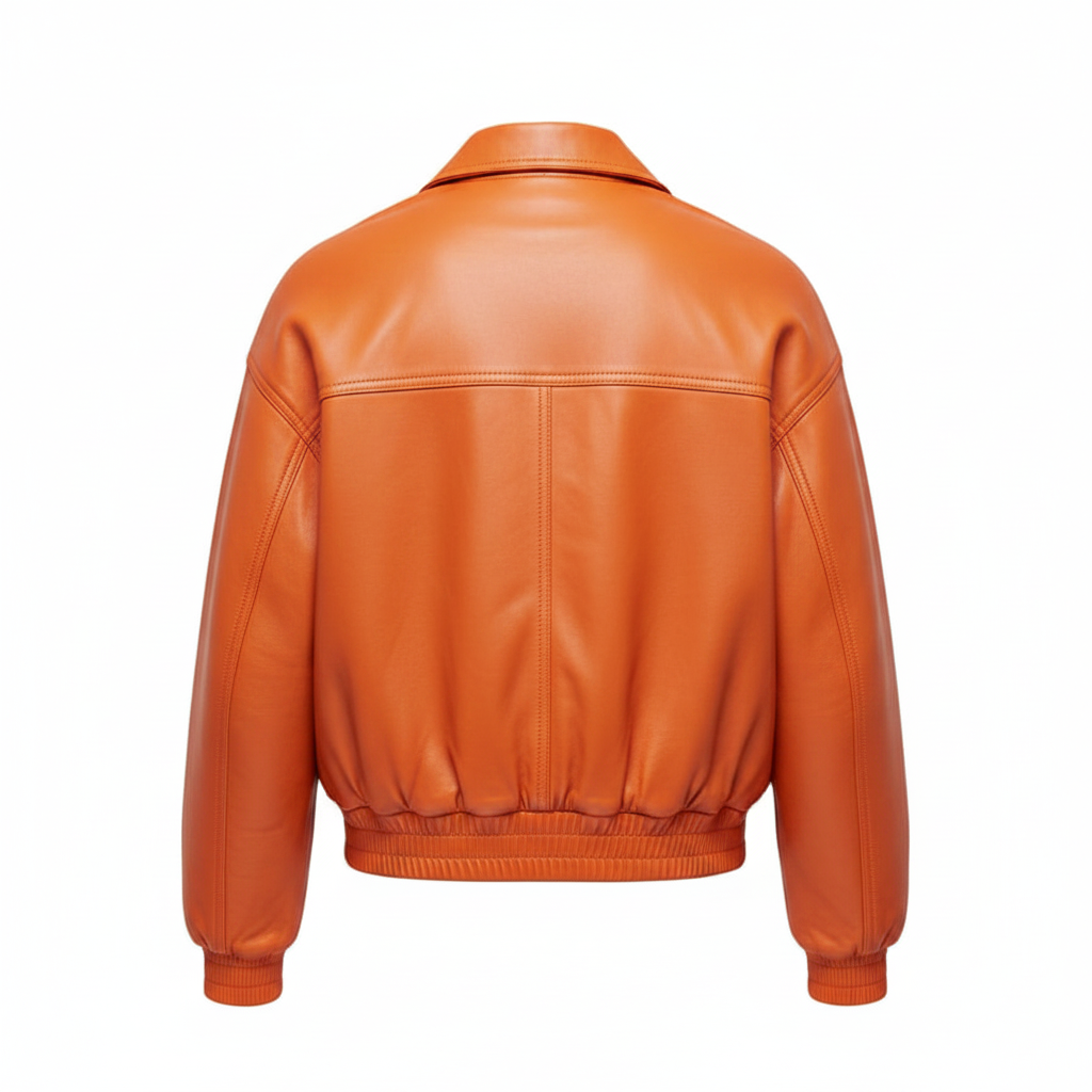 MRKSHI CLEO — Lamb Nappa leather Jacket in Mandarin, back view